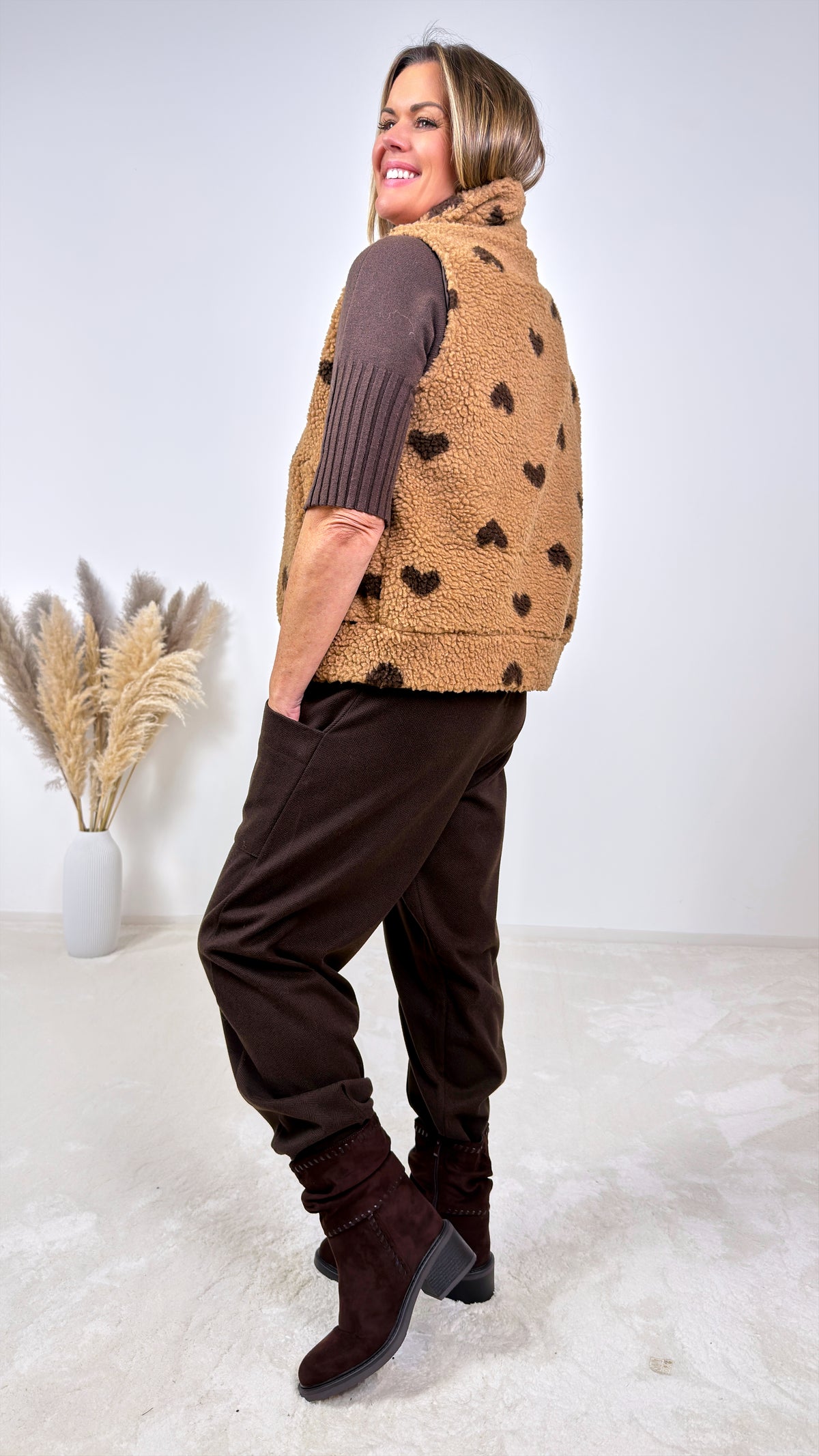 Teddy Weste Sherpa Heart *Camel*