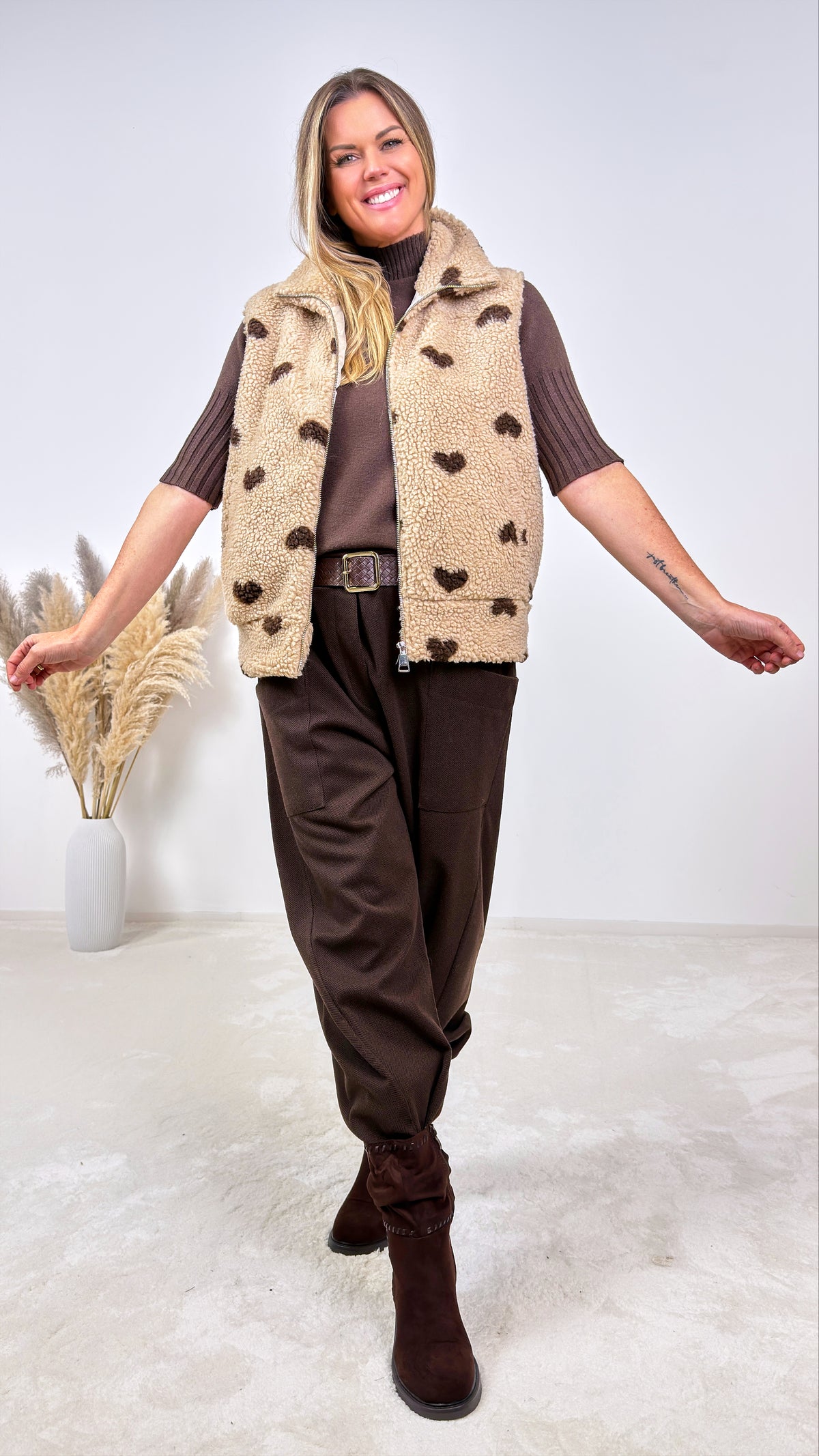 Teddy Weste Sherpa Heart *Beige*