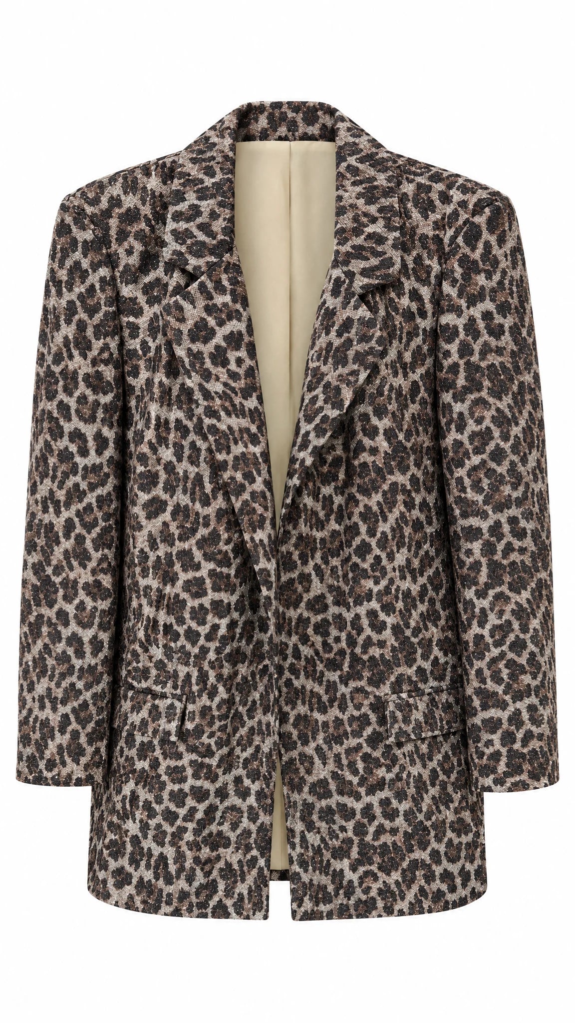 Taillierter Blazer mit Leoparden-Print und klassischem Revers