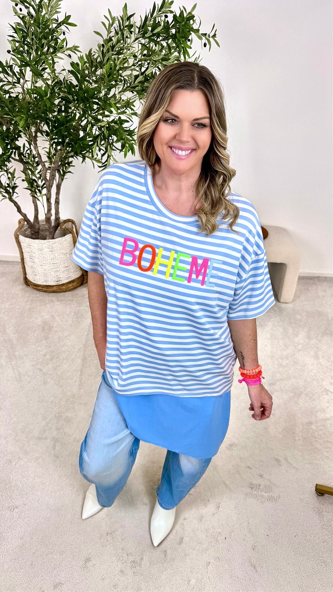 T-Shirt Electric Stripe *Hellblau*