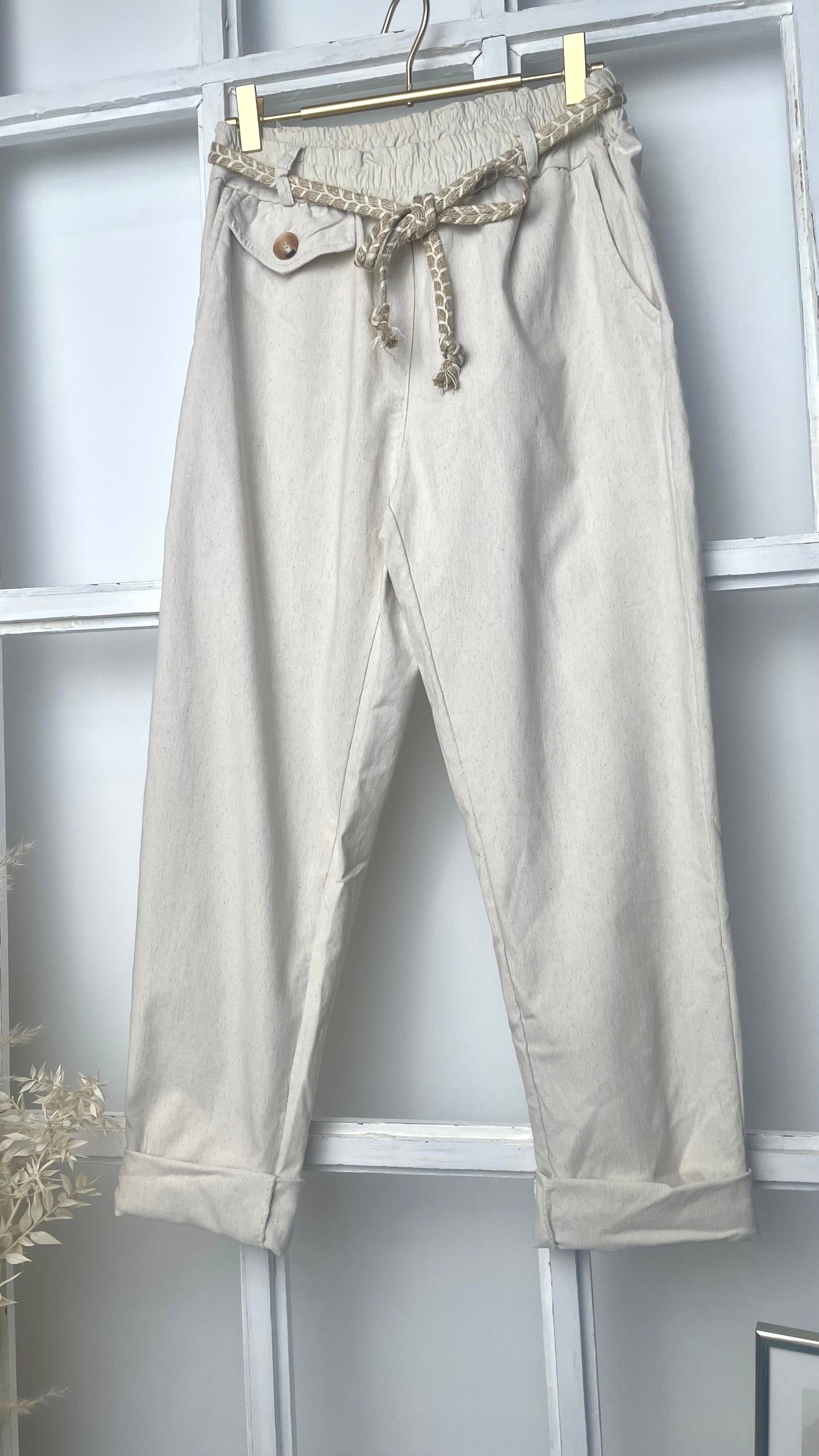 Leinen-Jogpants Loungy *Beige*