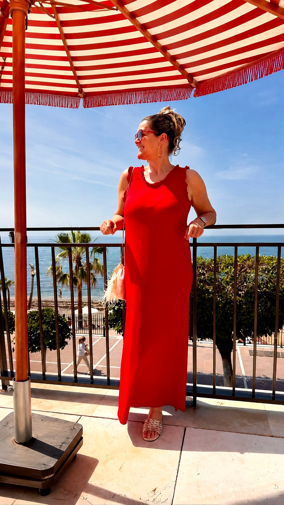 Langes Kleid Aurora Ruffle *Rot*