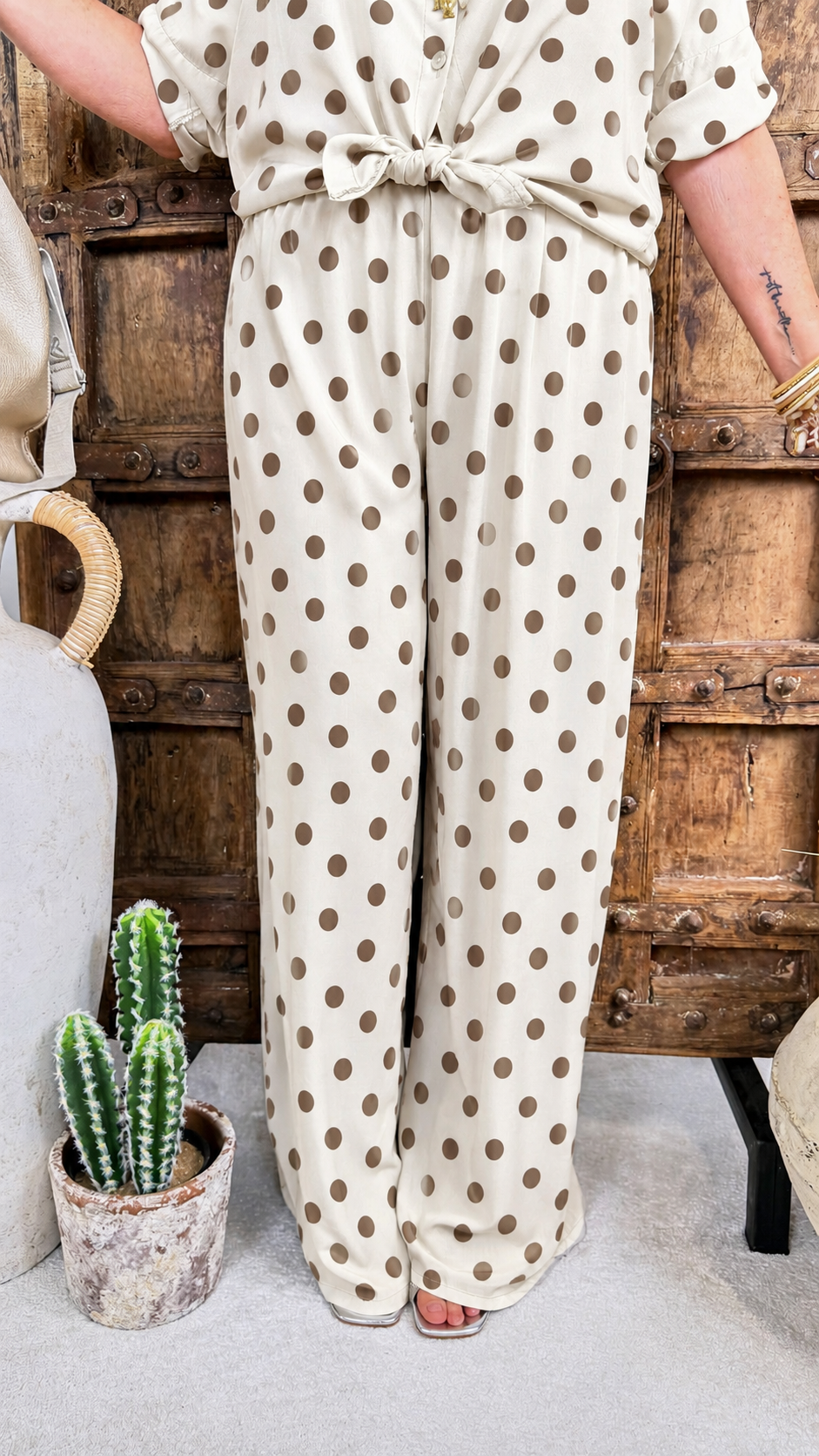 Weite Hose Pretty Charm *Beige/Punkte*