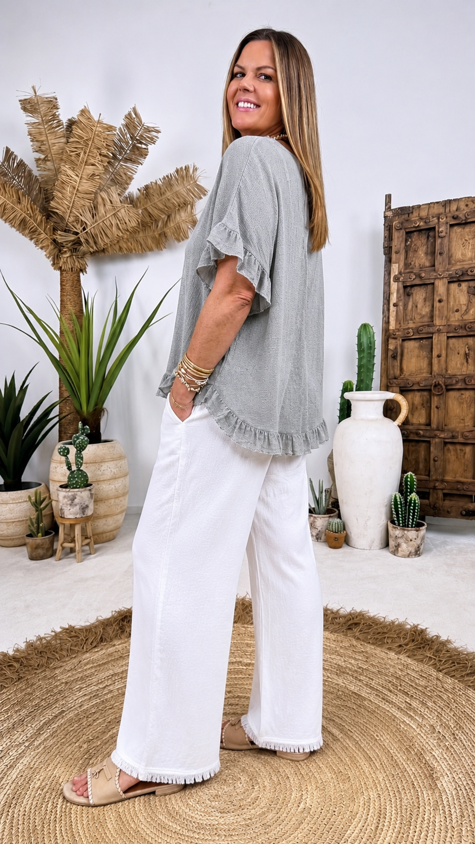 Leinen-Blusenshirt Everyday Softness *Grau*