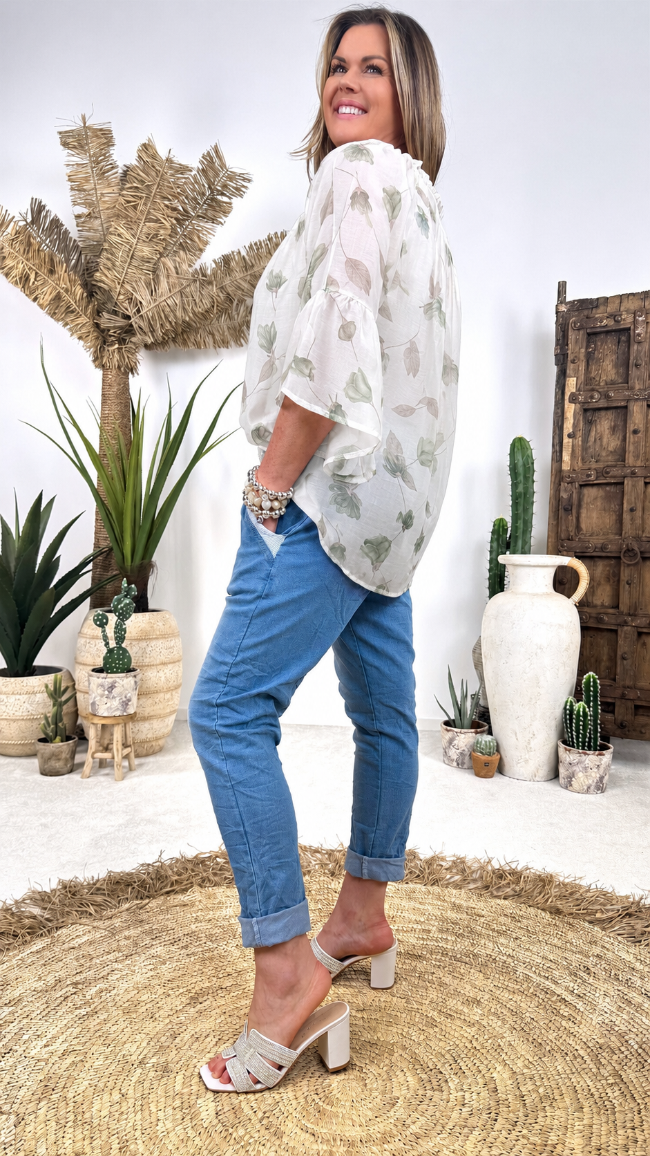 Bluse Capri Flower *Khaki*