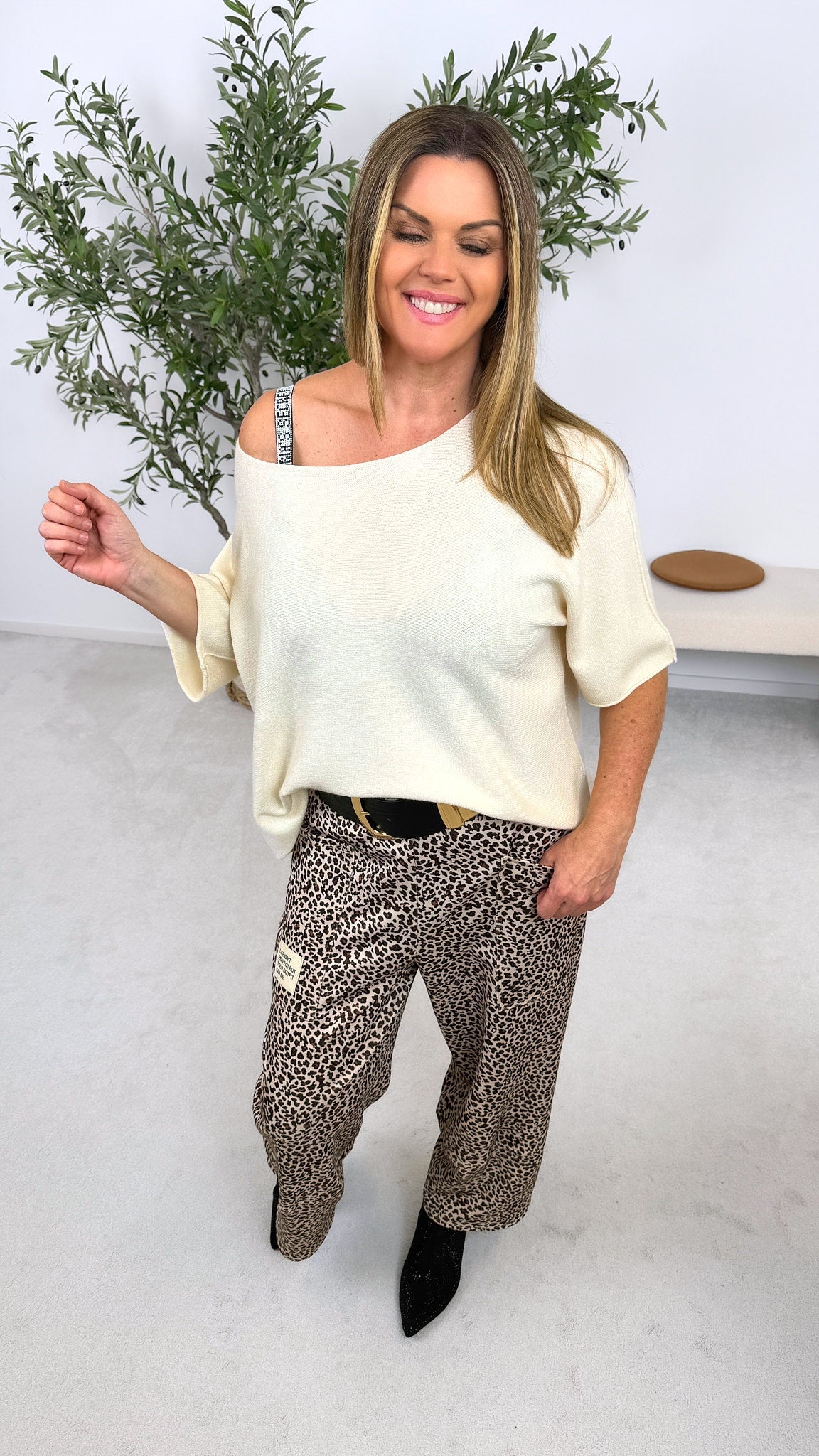 Kurzarm-Pullover Calm Touch *Creme*