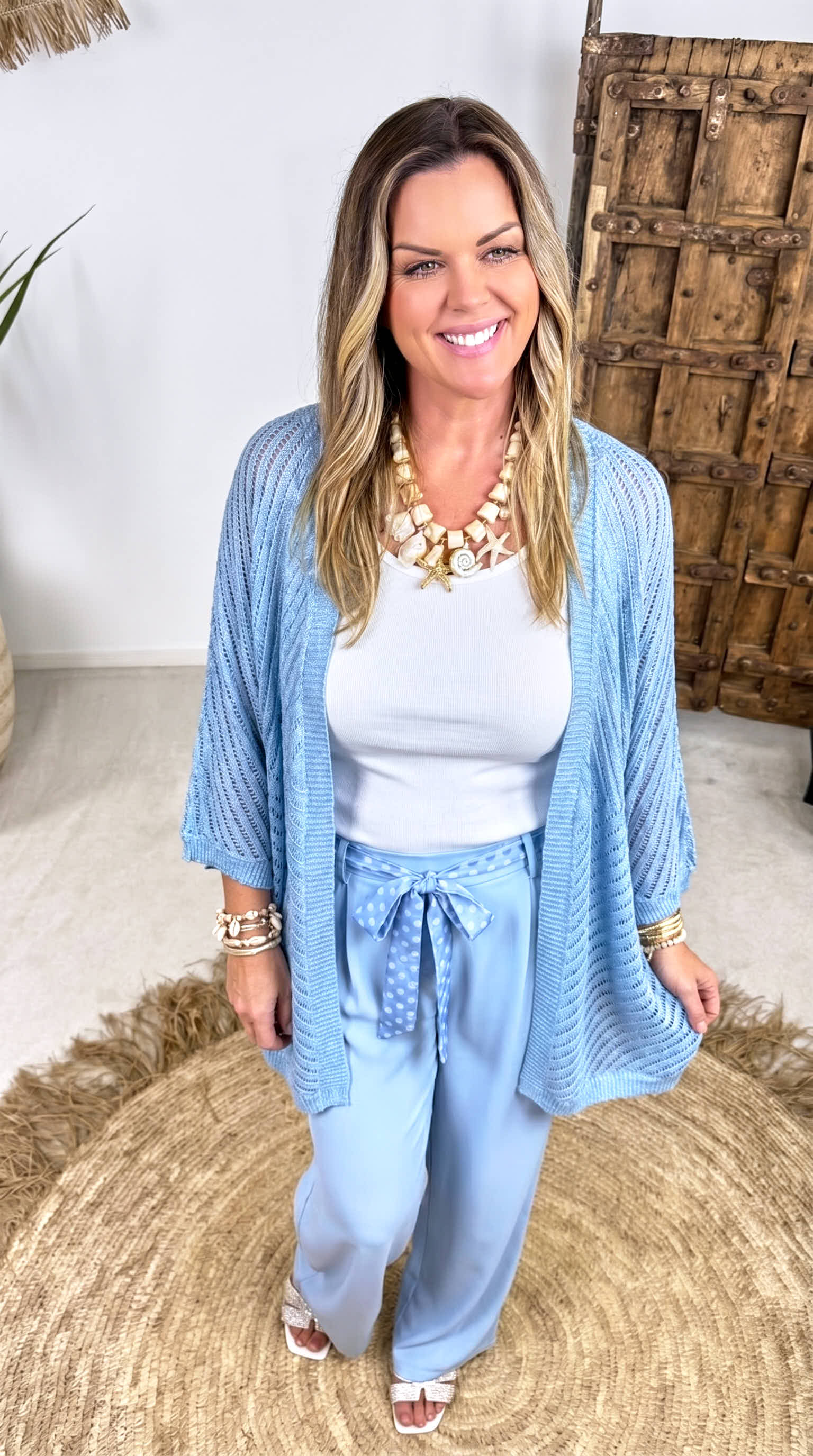 Netz Strickjacke Golden Hour *Hellblau*