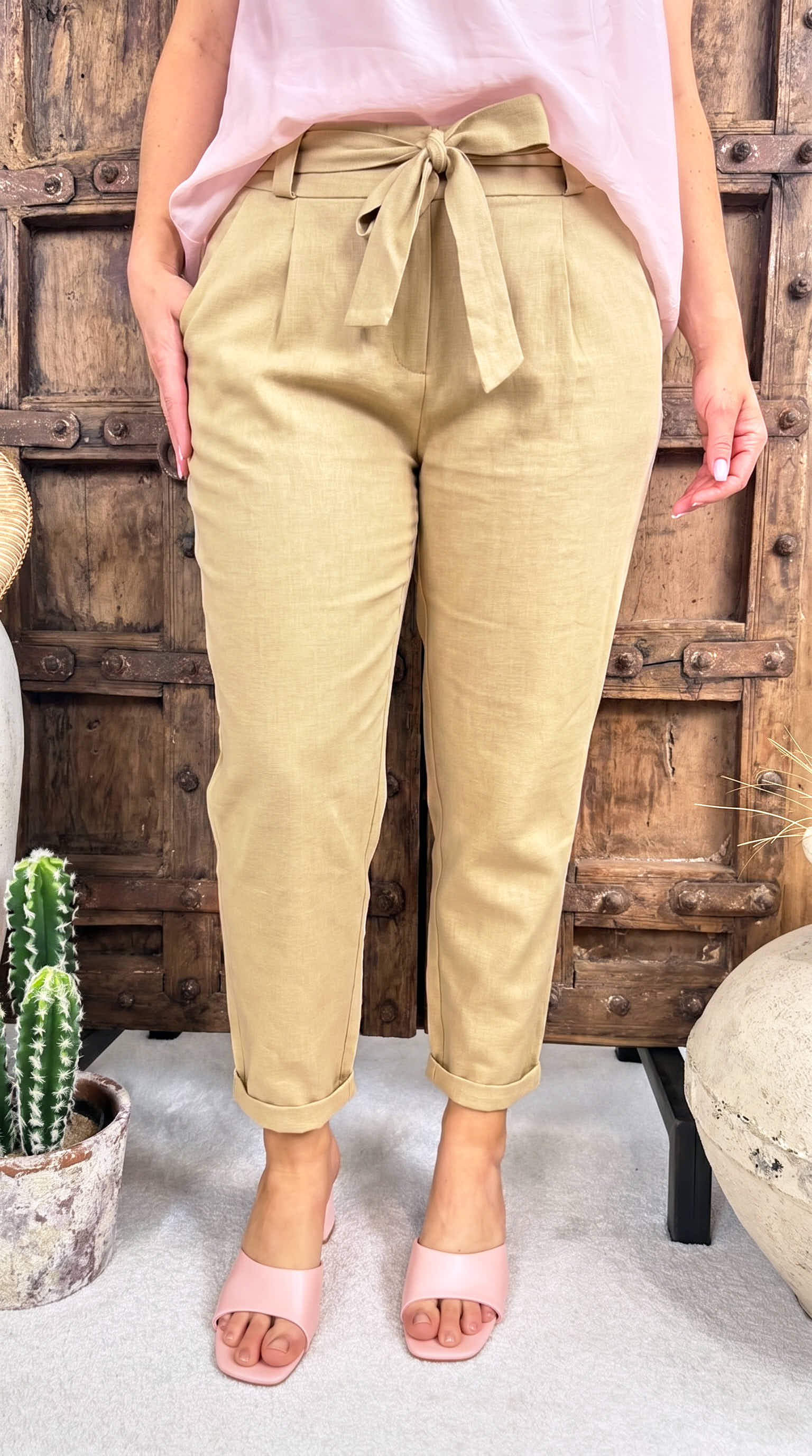 Leinen Hose Creamy Love *Camel*