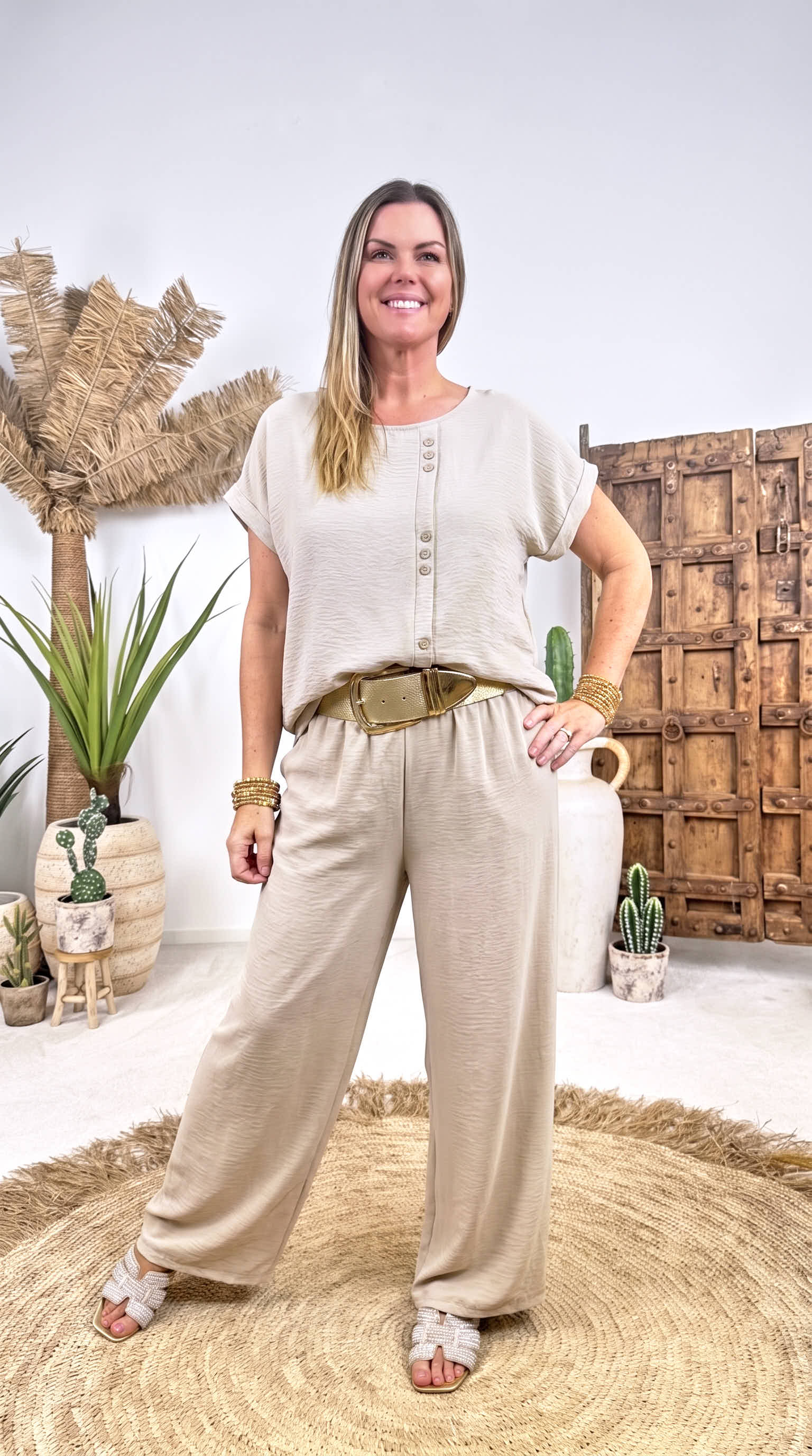 Weite Hose Dolce Basic Love *Beige*