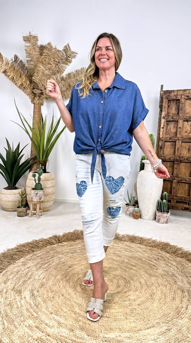 Bluse Knot Design *Dunkelblau*