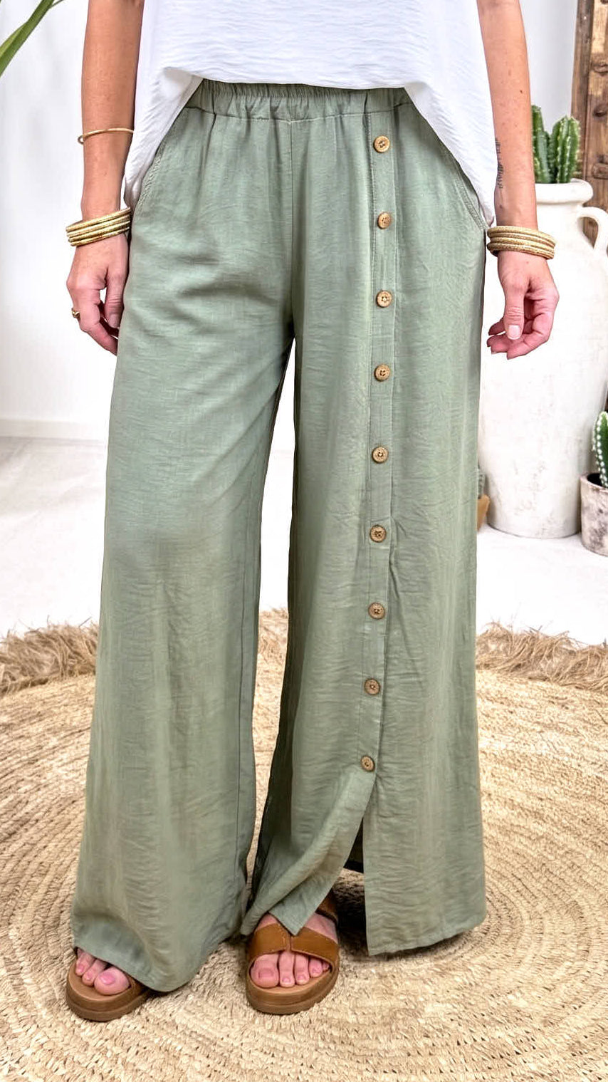 Weite Hose Row of Buttons *Khaki*