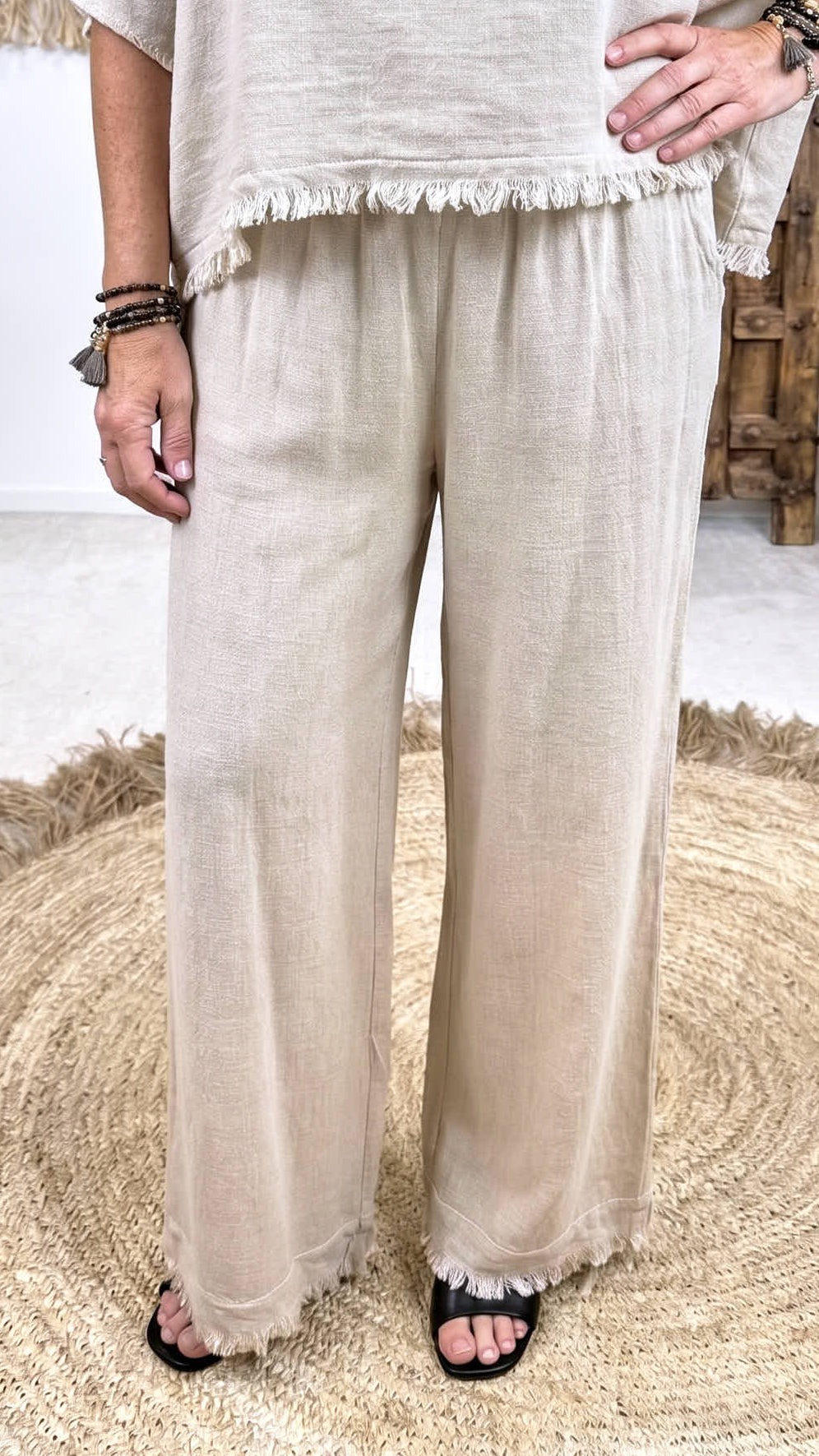 Weite Leinenhose Easy Sand *Beige*