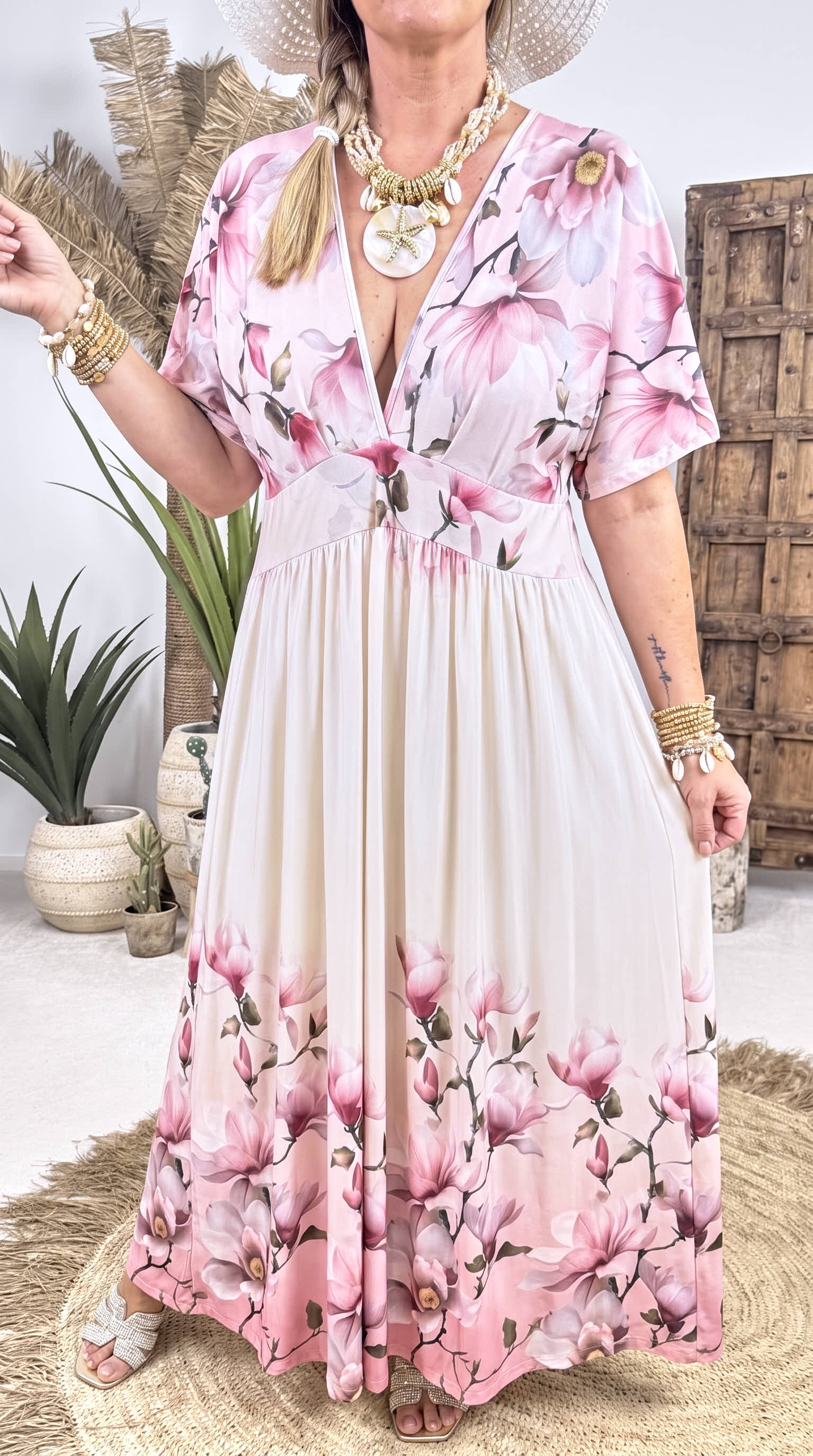 Langes Kleid Blush Blossom *Rosa*