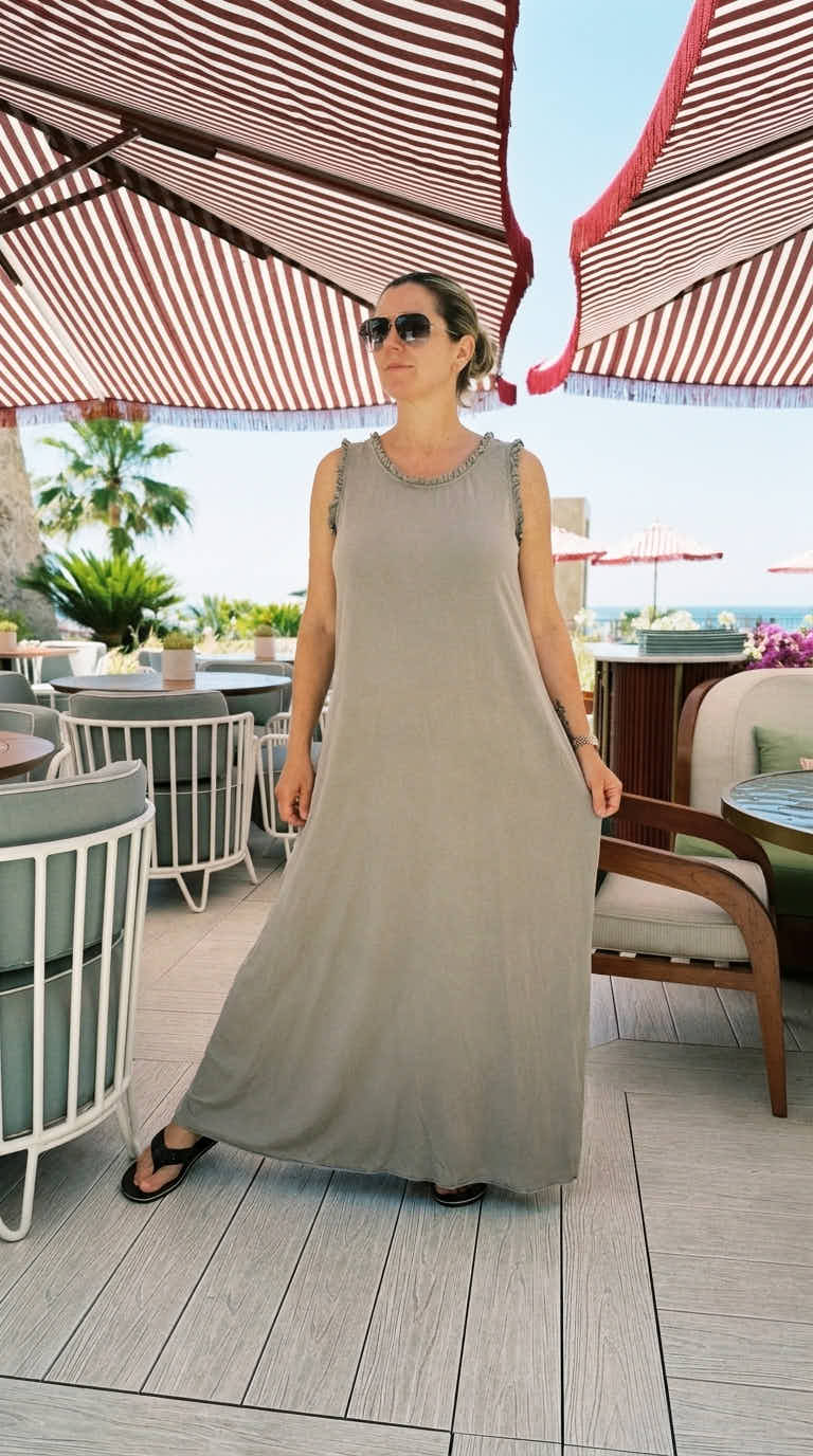 Langes Kleid Aurora Ruffle *Taupe*
