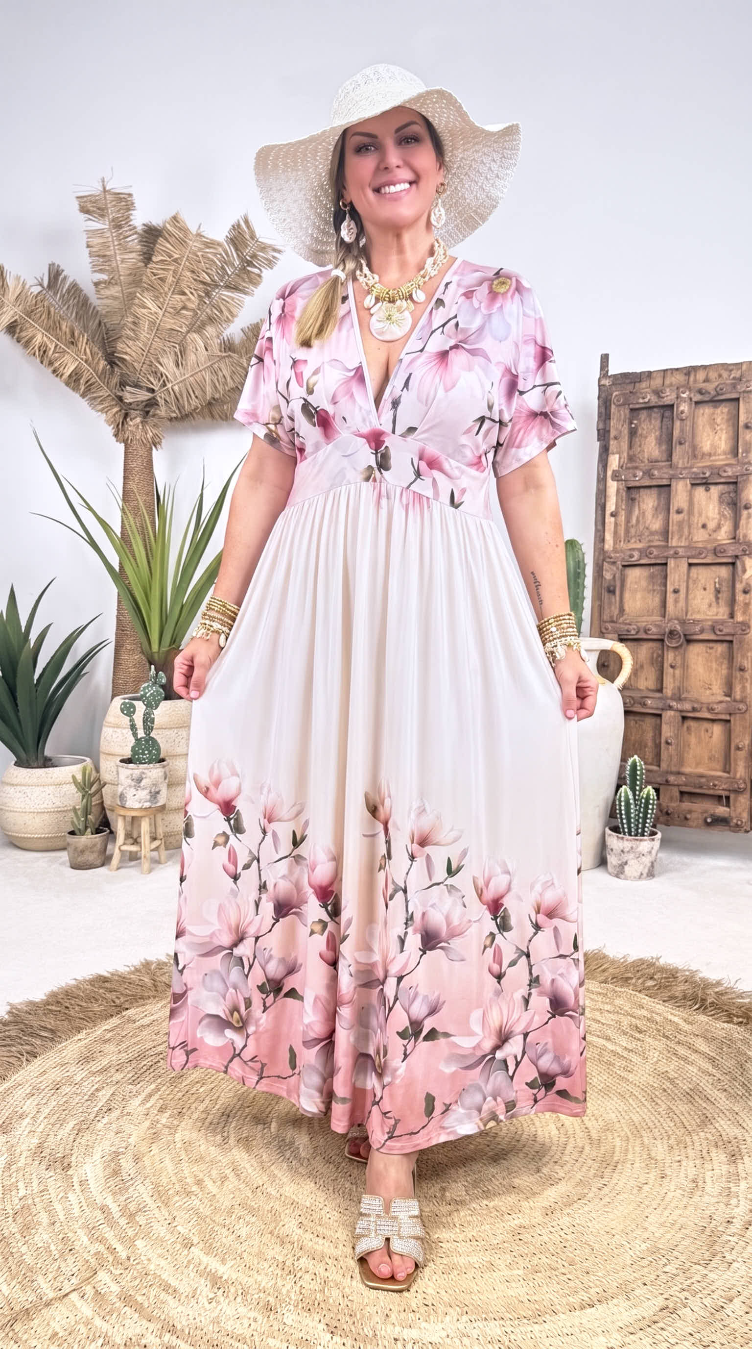Langes Kleid Blush Blossom *Rosa*