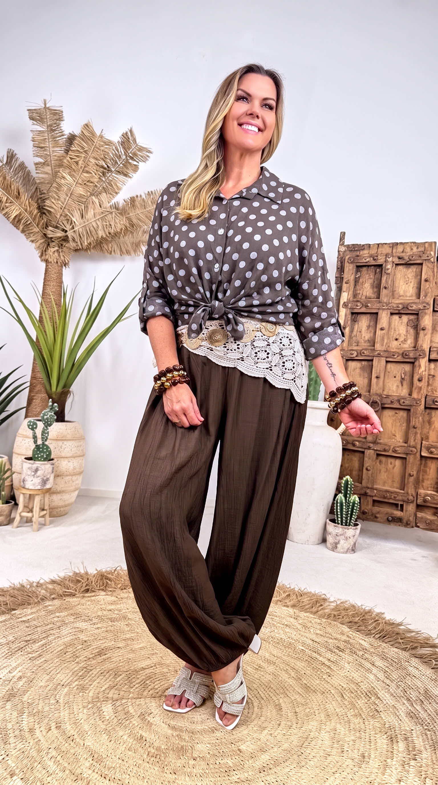 Bluse Pretty Charm *Schoko/Punkte*