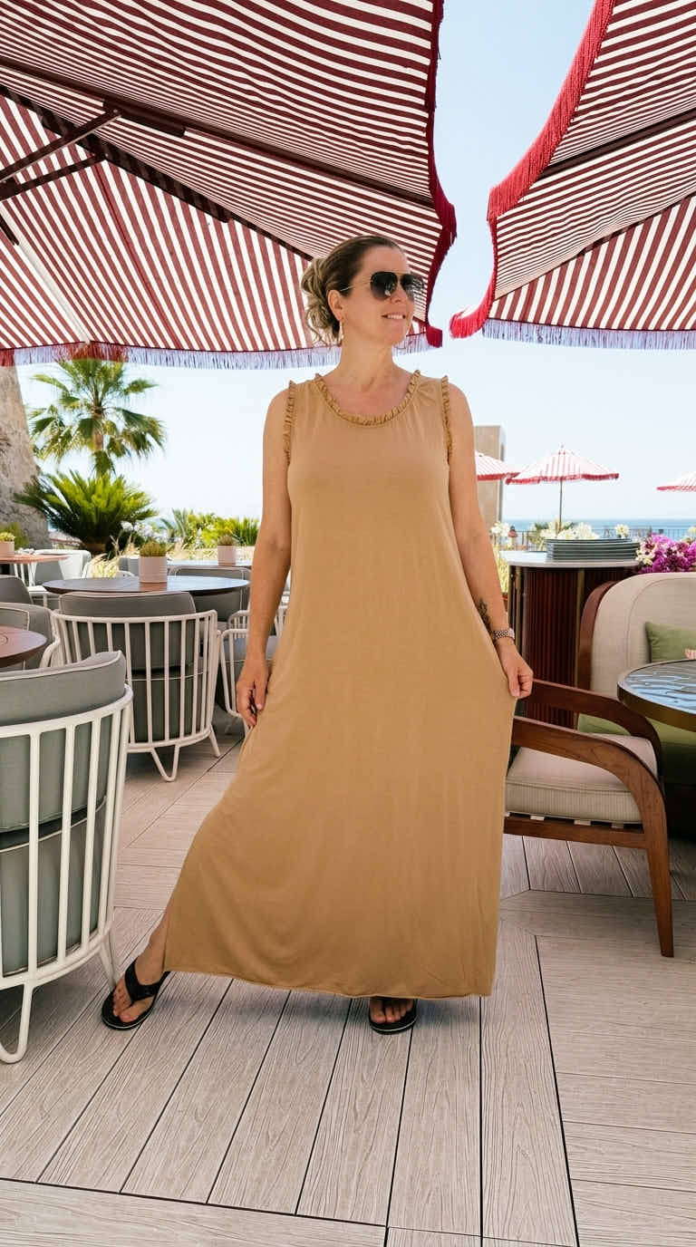 Langes Kleid Aurora Ruffle *Camel*