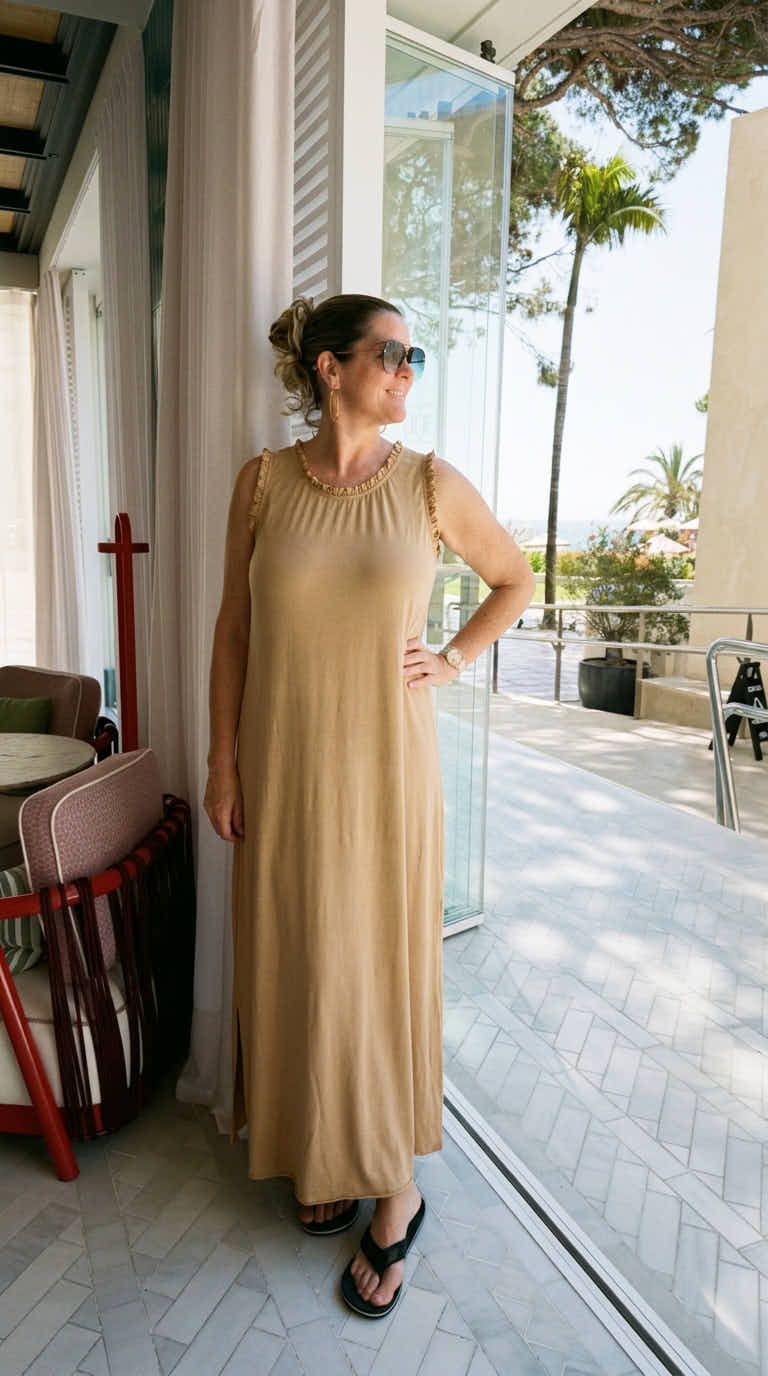 Langes Kleid Aurora Ruffle *Camel*