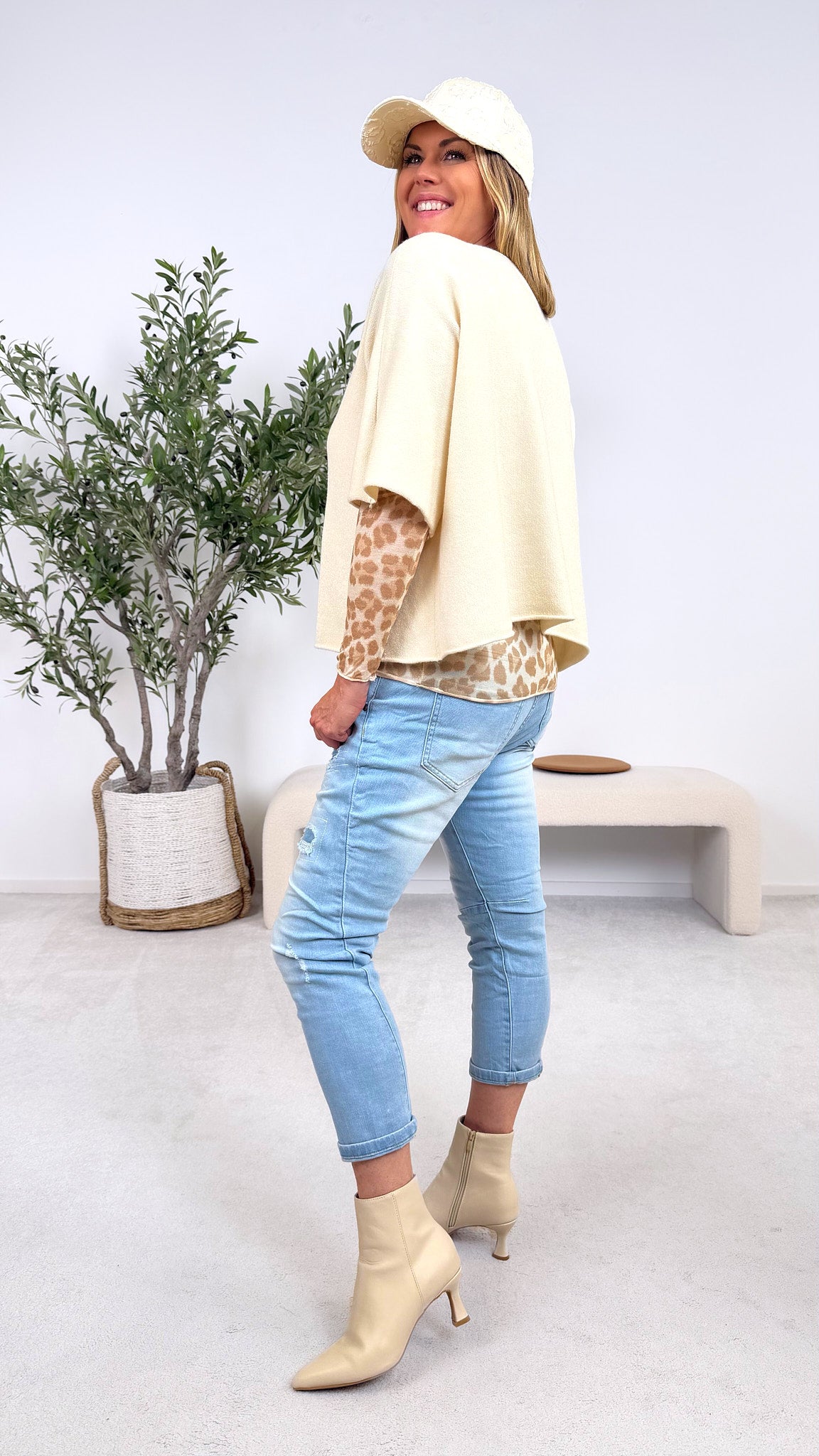 Kurzarm-Pullover Calm Touch *Creme*