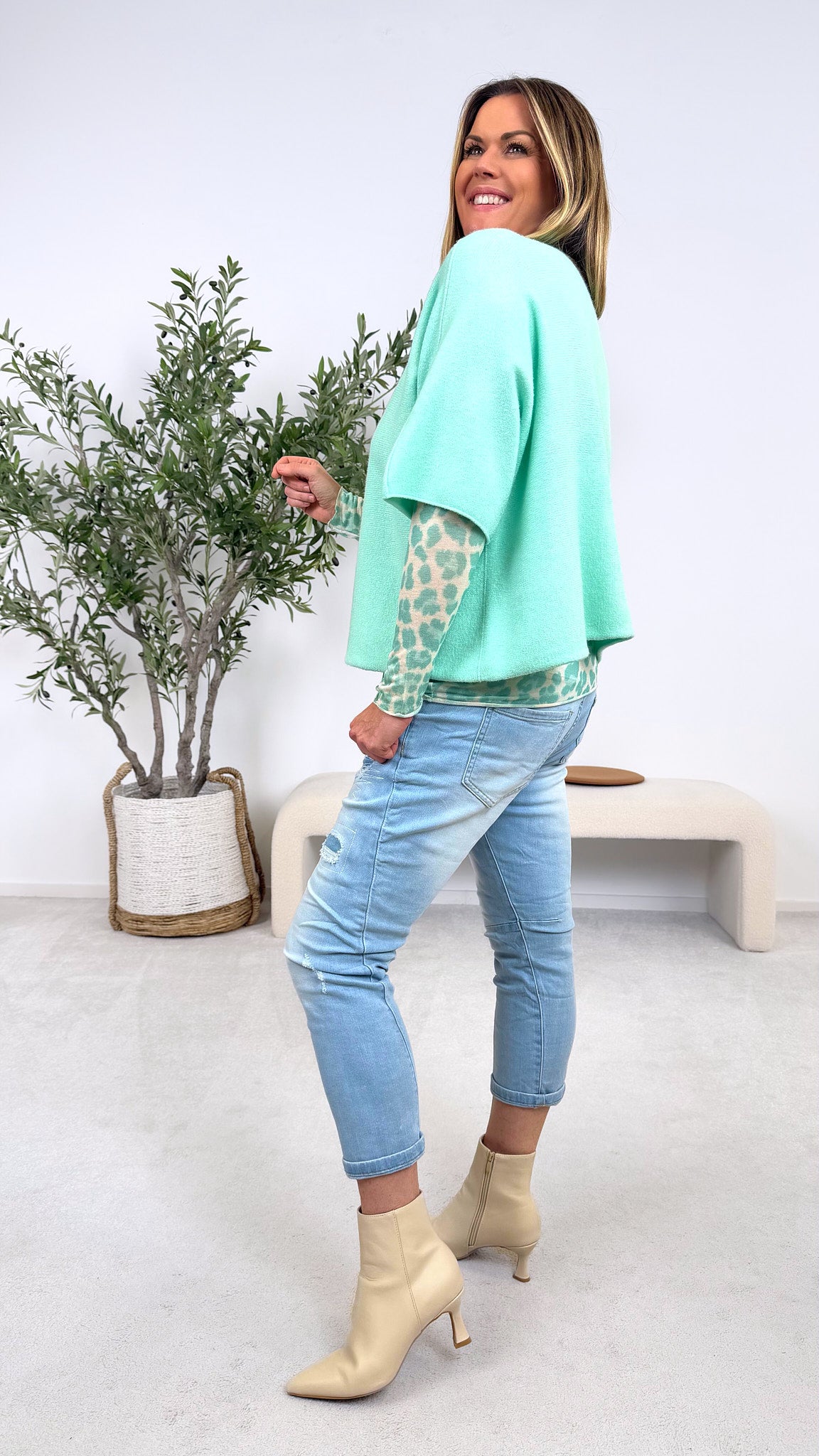 Kurzarm-Pullover Calm Touch *Mint*