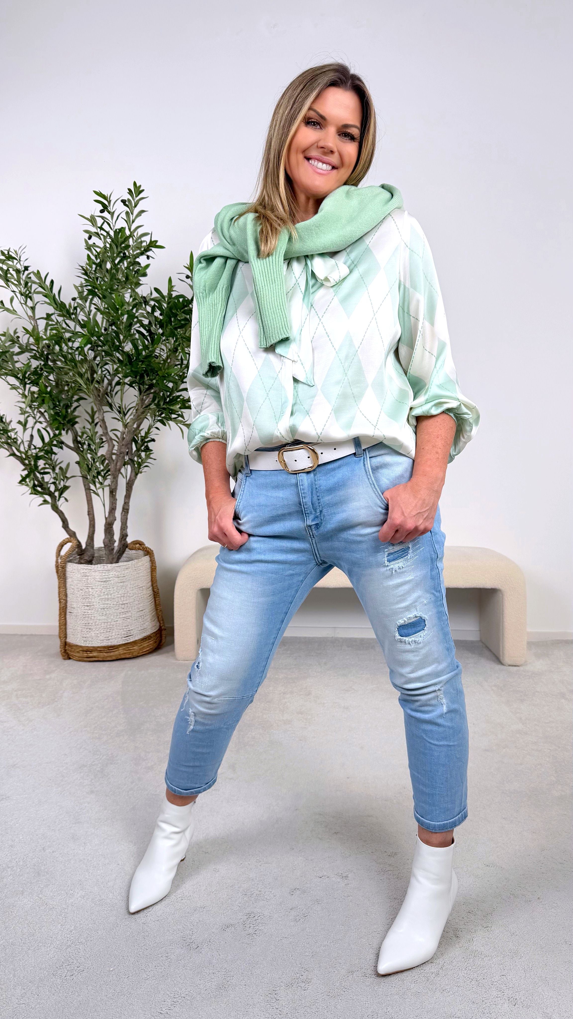 Seidenbluse Spring Flirt *Mint*