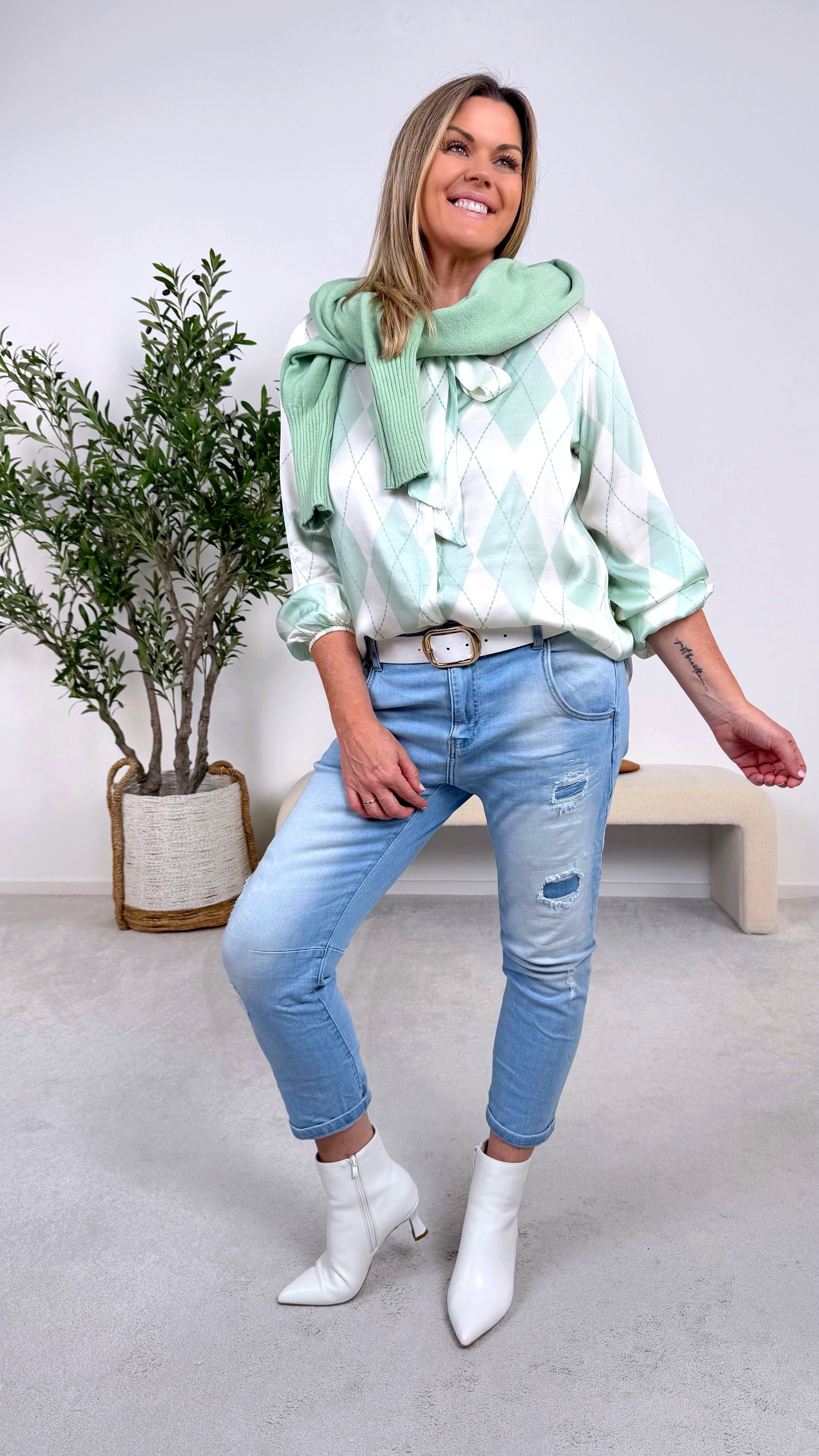Seidenbluse Spring Flirt *Mint*