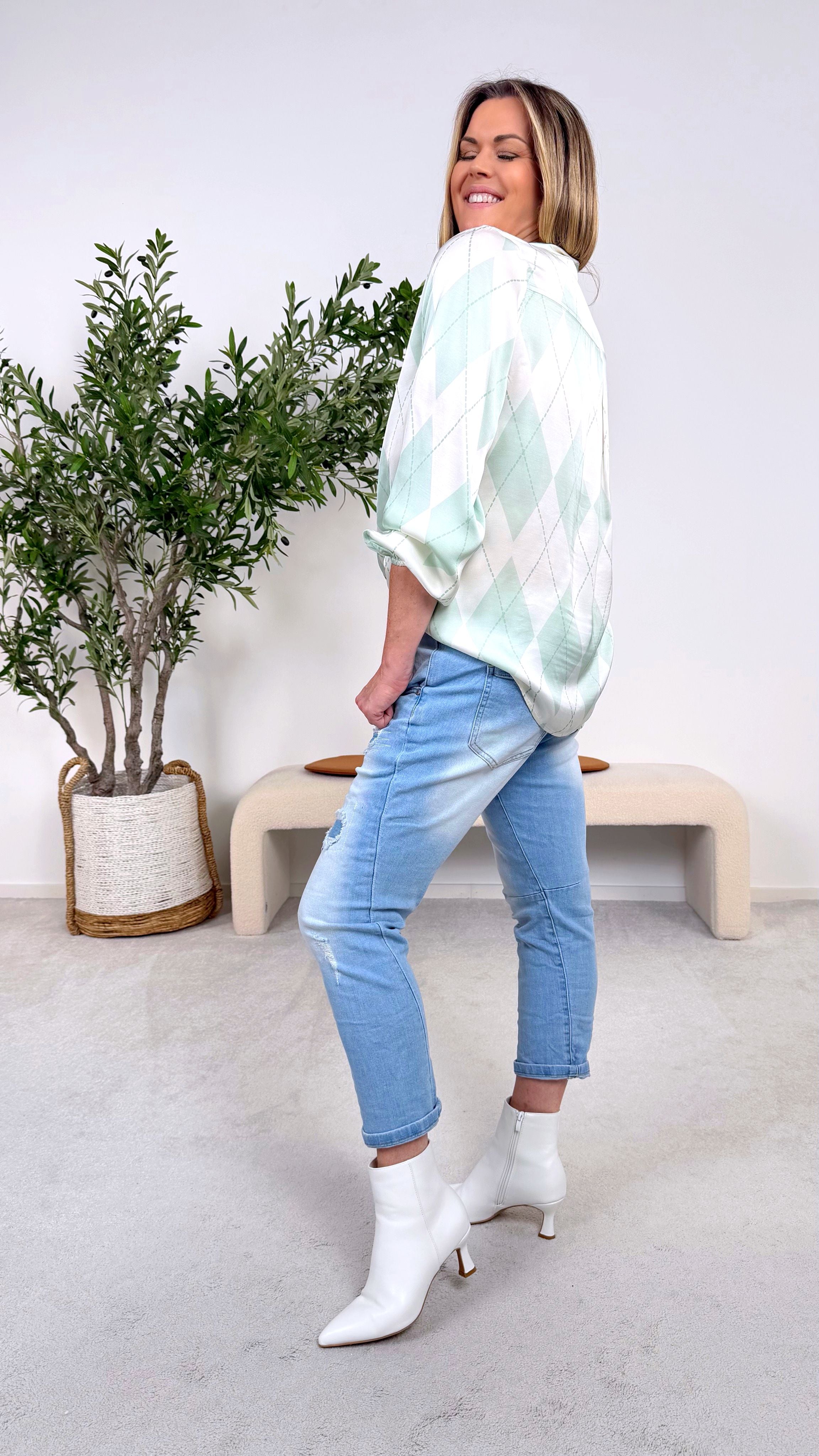 Seidenbluse Spring Flirt *Mint*