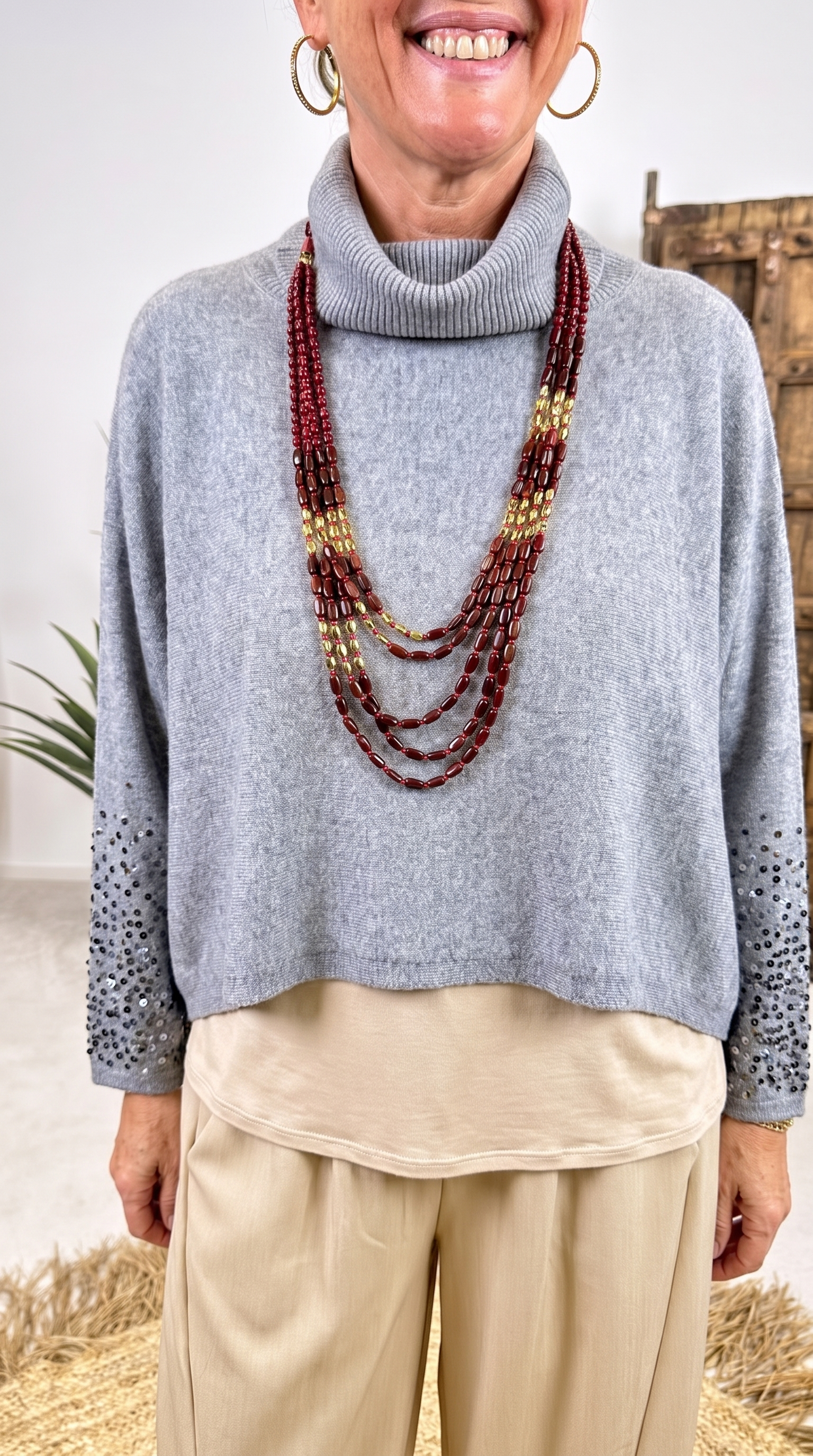 Kurzer Strickponcho Rune Drift *Grau*