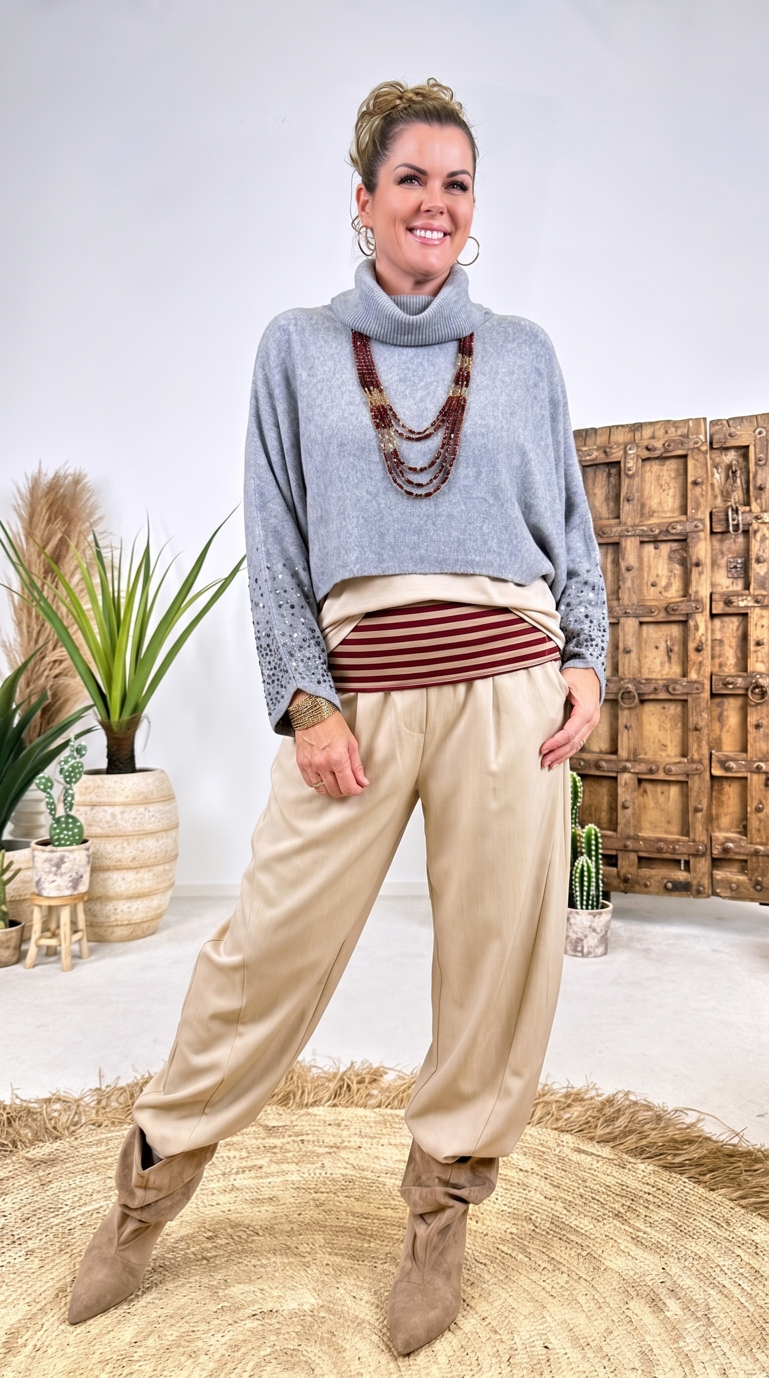 Kurzer Strickponcho Rune Drift *Grau*