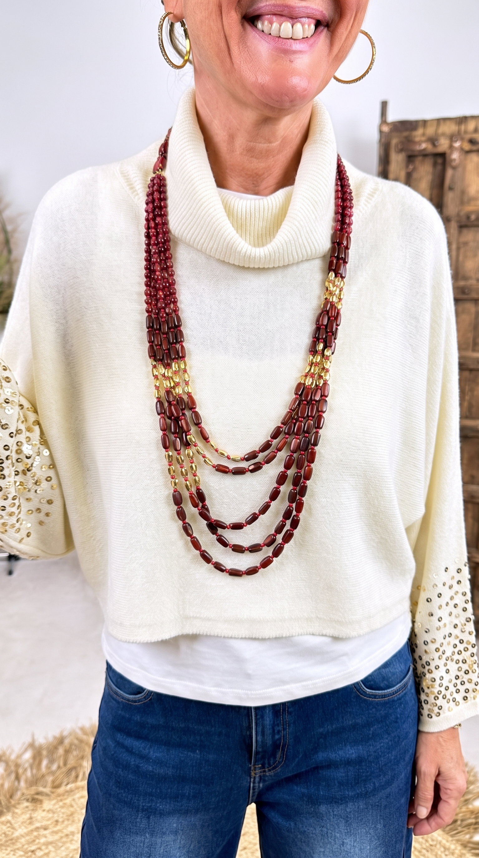Kurzer Strickponcho Rune Drift *Creme*