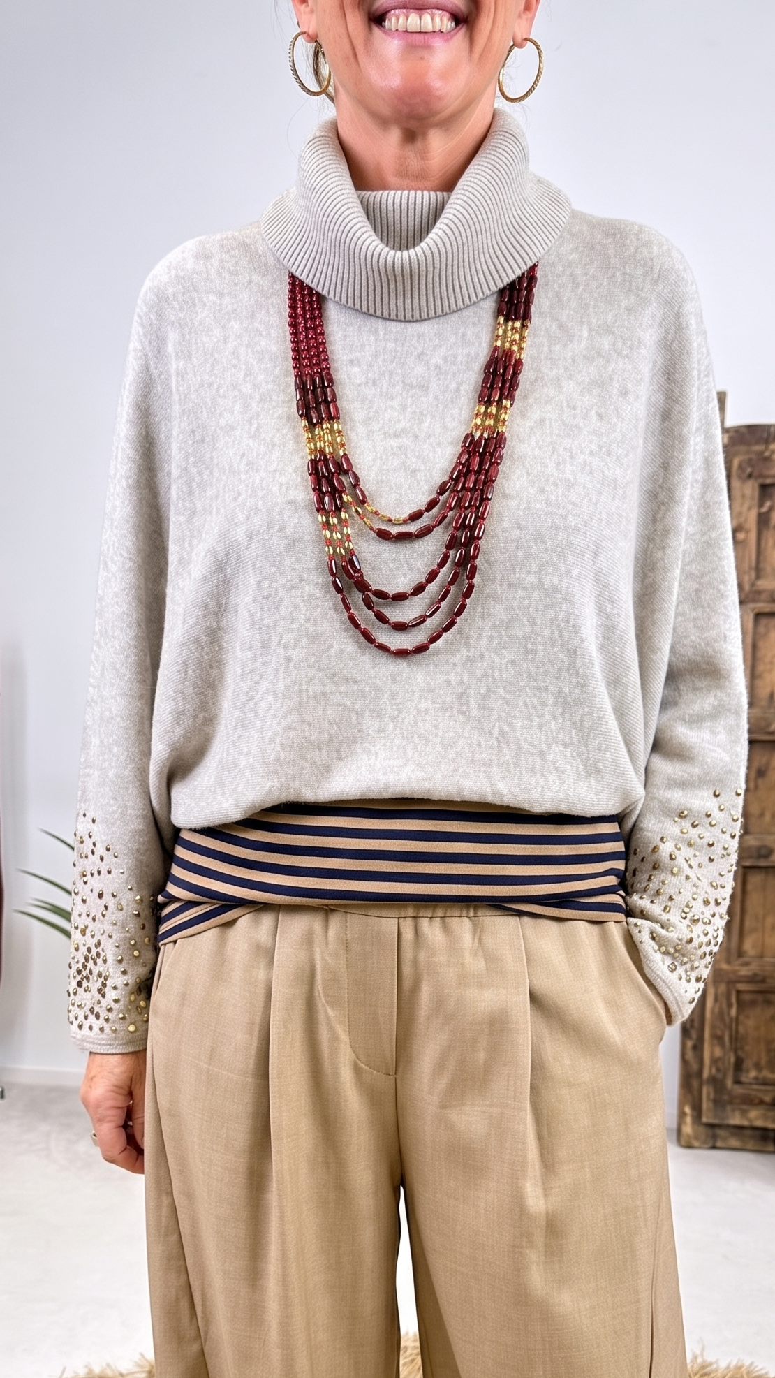Kurzer Strickponcho Rune Drift *Beige*