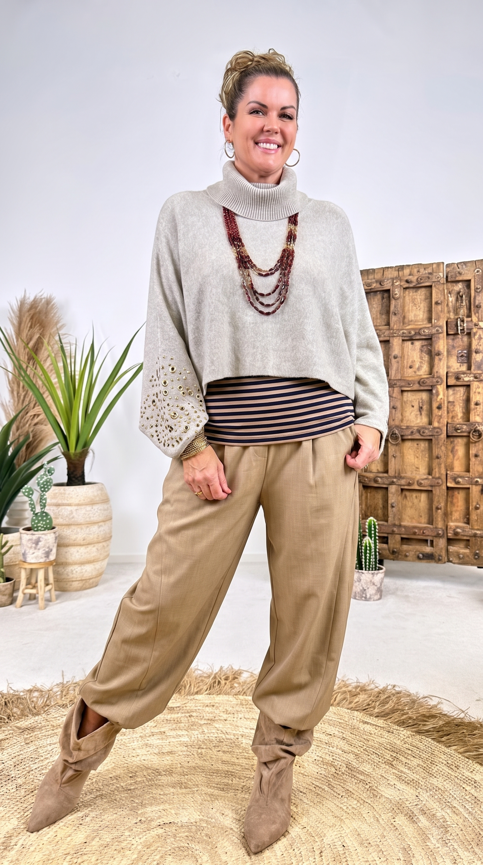 Kurzer Strickponcho Rune Drift *Beige*