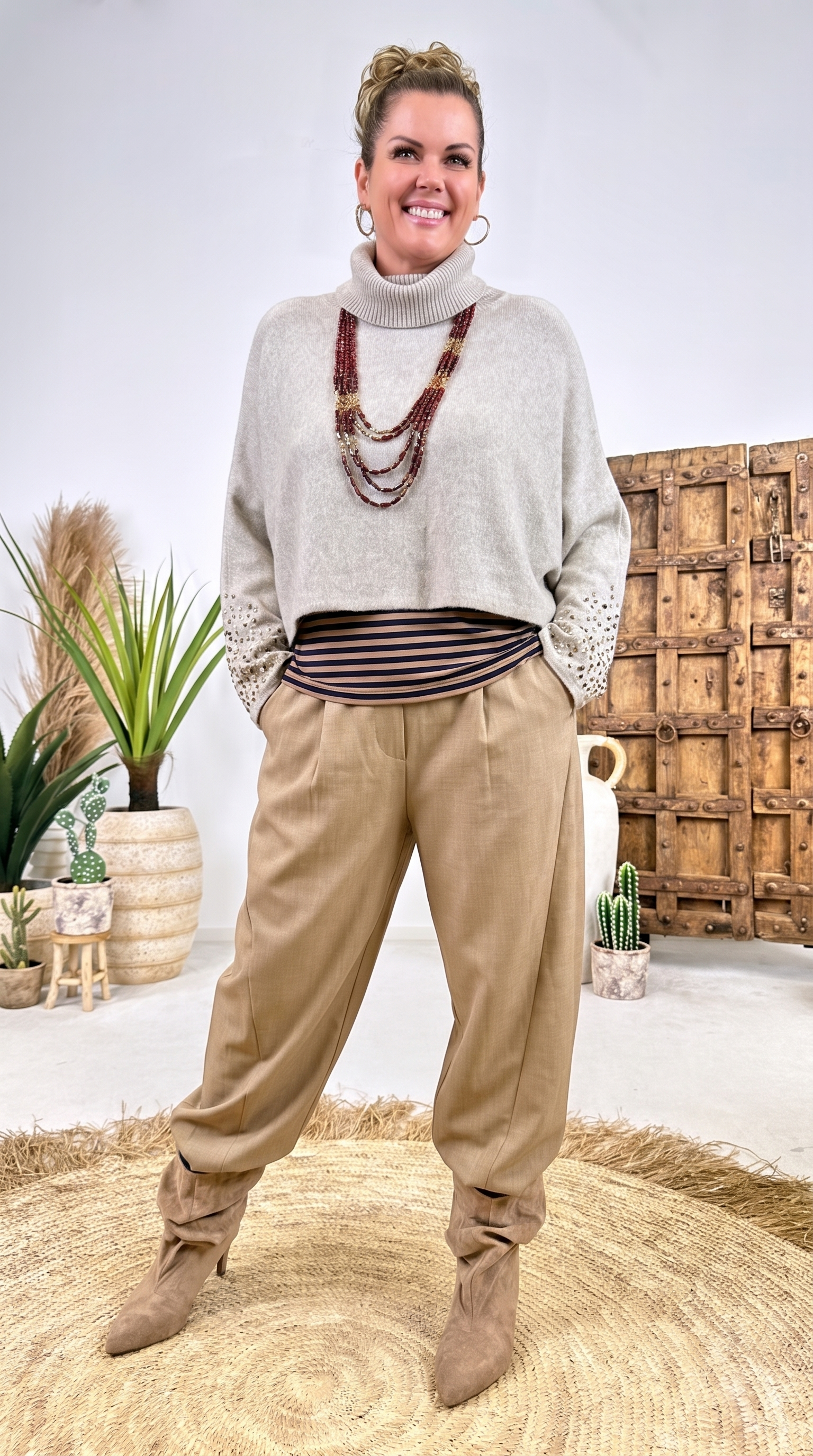 Kurzer Strickponcho Rune Drift *Beige*