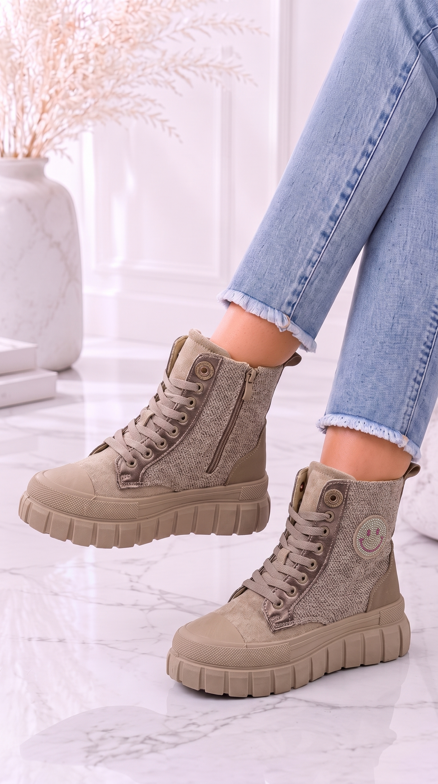 Hight-Sneaker Smile Patch *Camel*