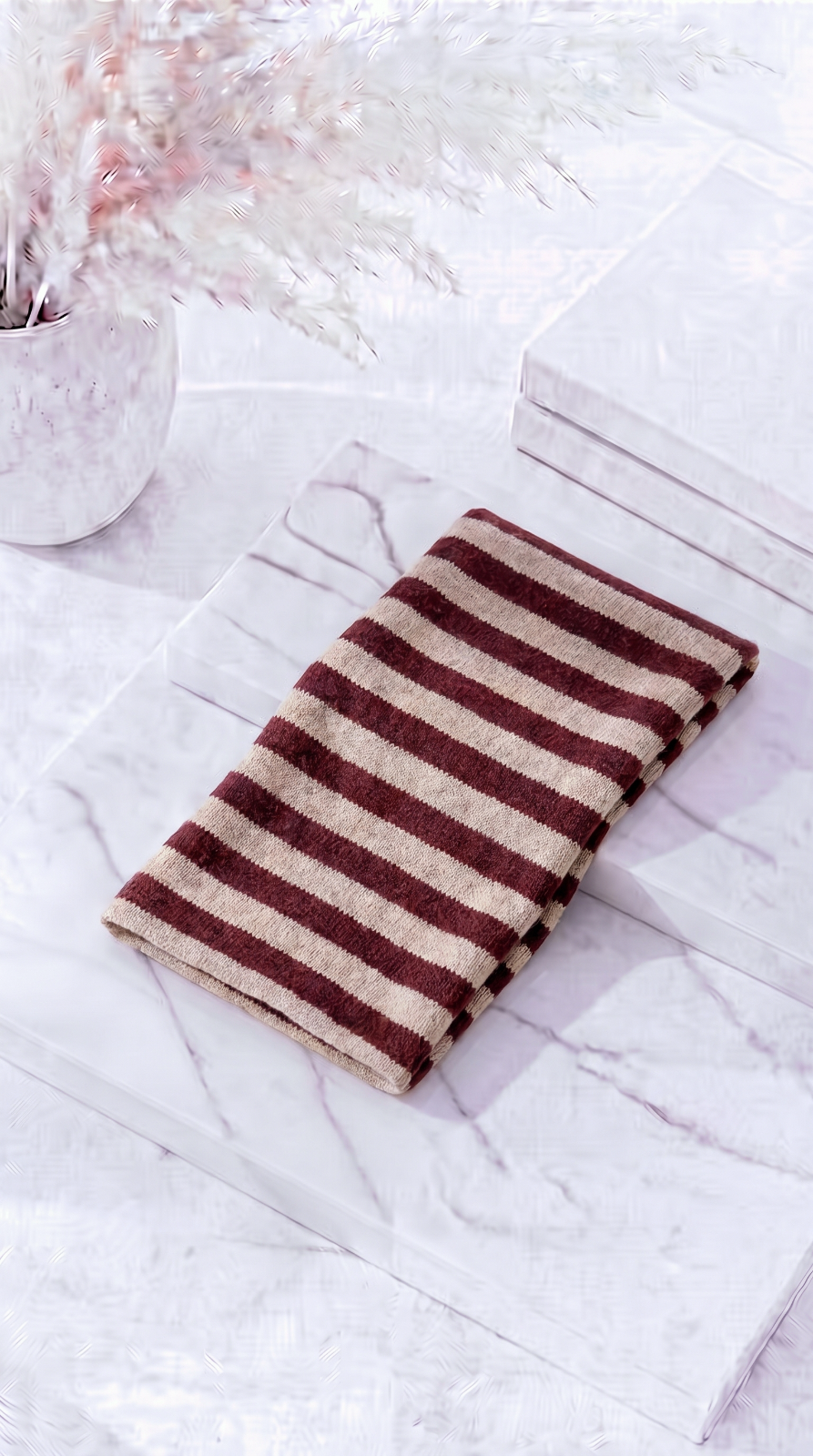 Dreieckschal Maeander Stripe *Bordeaux*