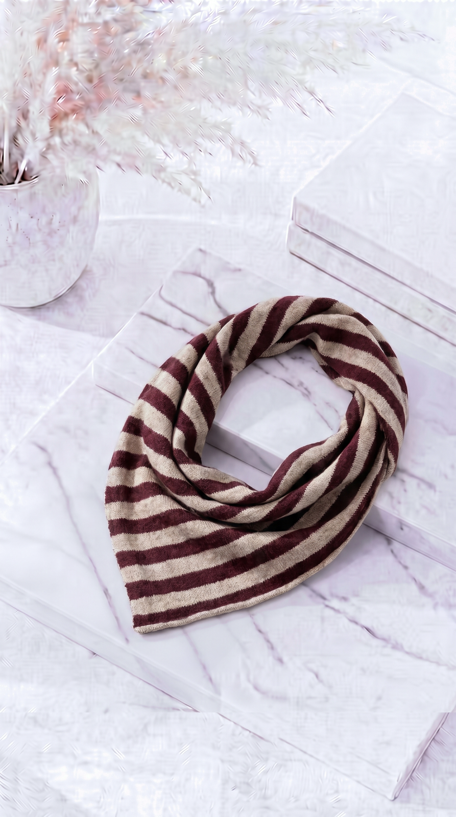 Dreieckschal Maeander Stripe *Bordeaux*