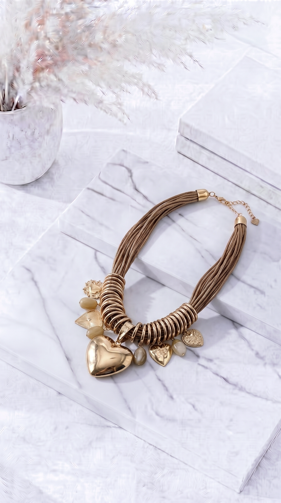 Halskette Golden Hearts *Camel*