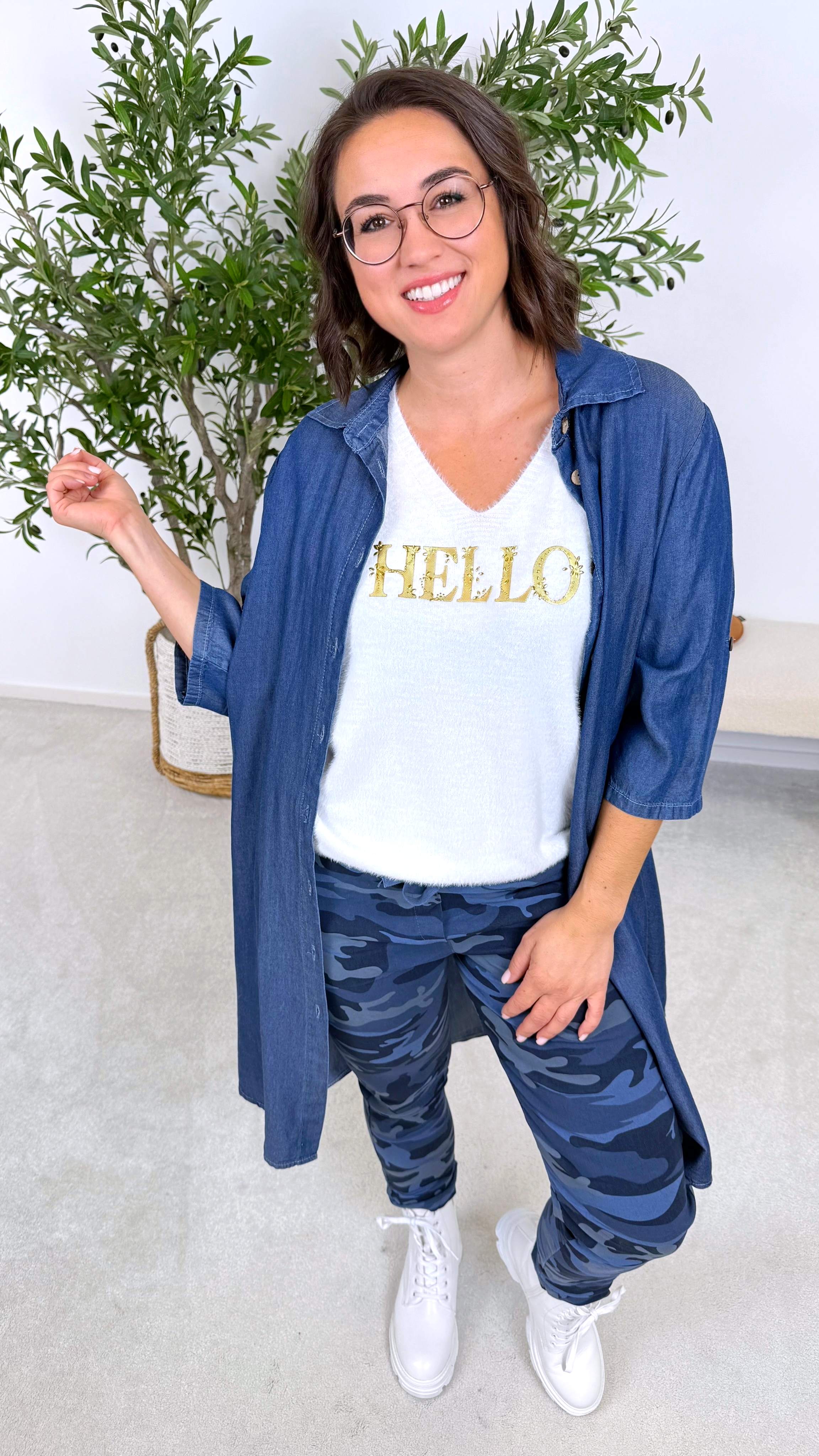 Jeanshemd Blue Script