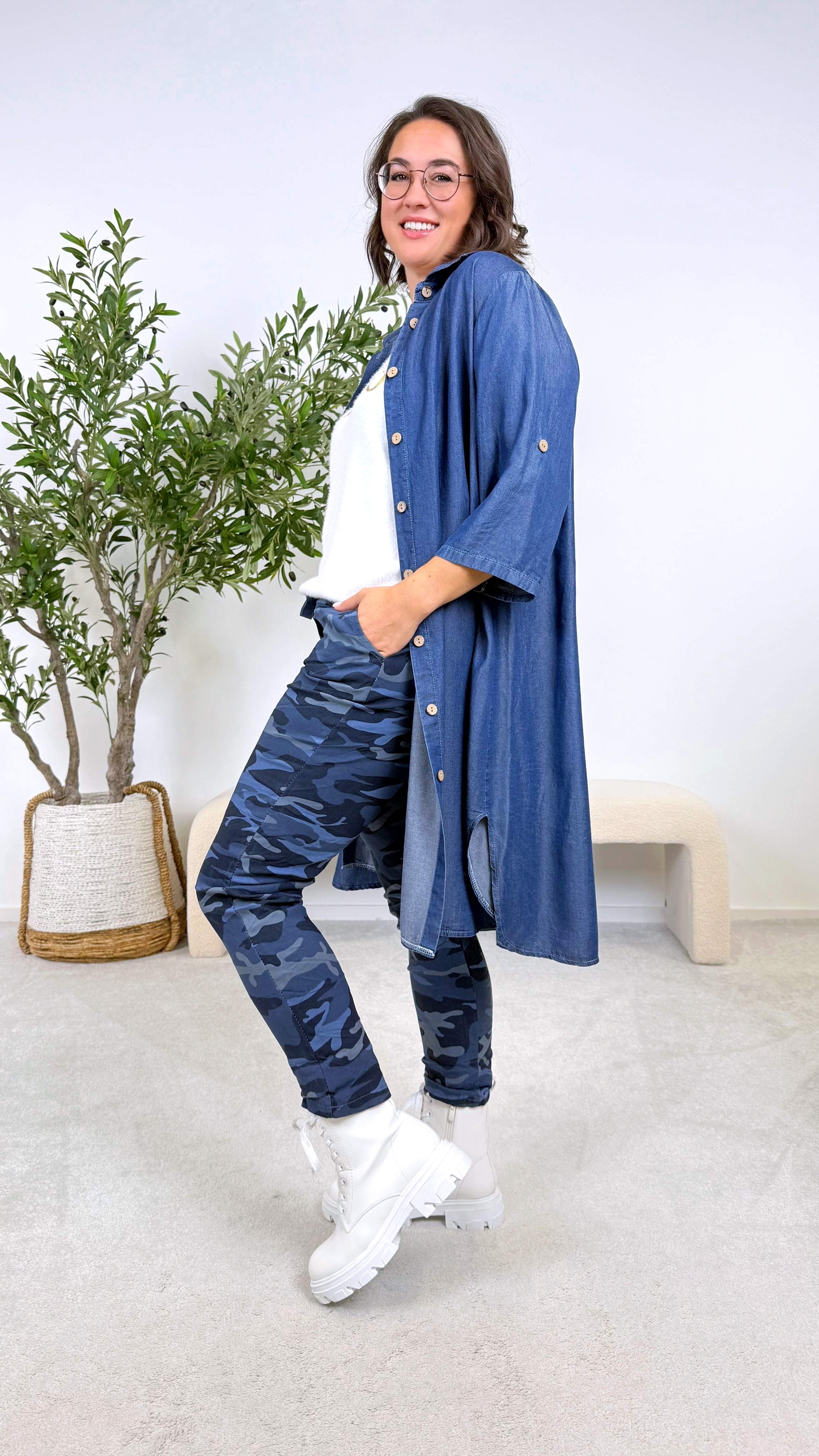 Jeanshemd Blue Script