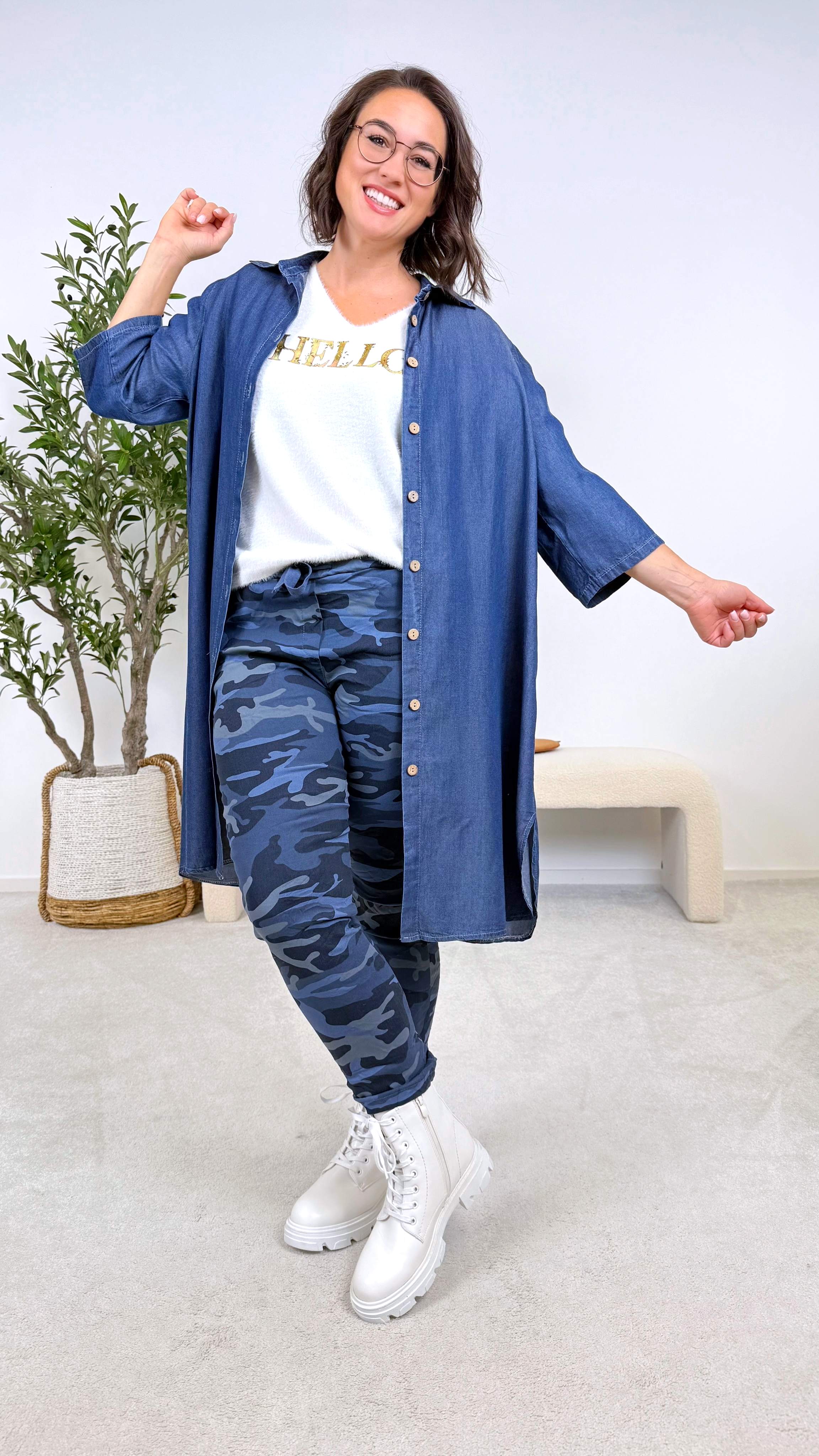 Jeanshemd Blue Script