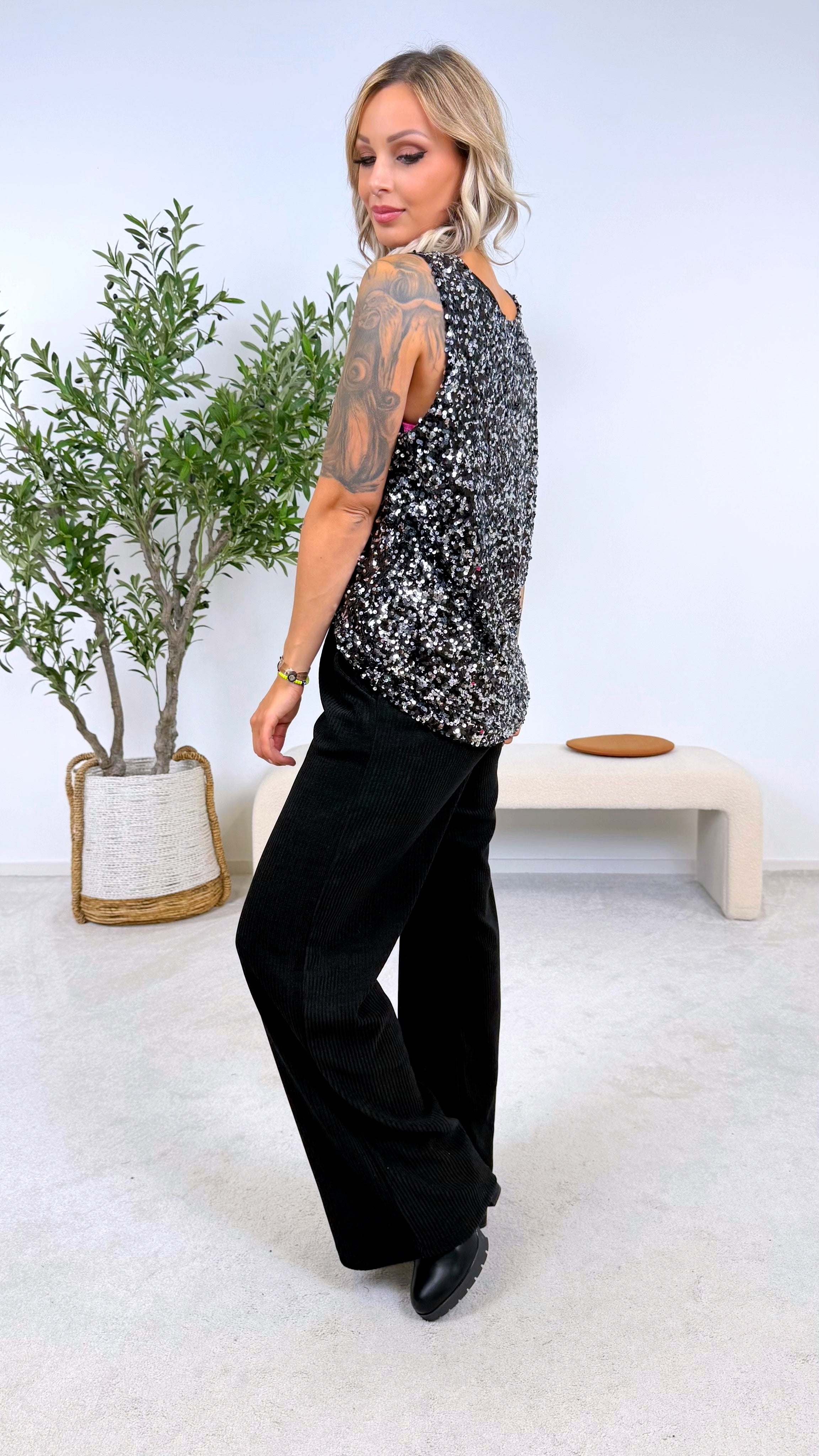 Weite Hose Classy Cord *Schwarz*