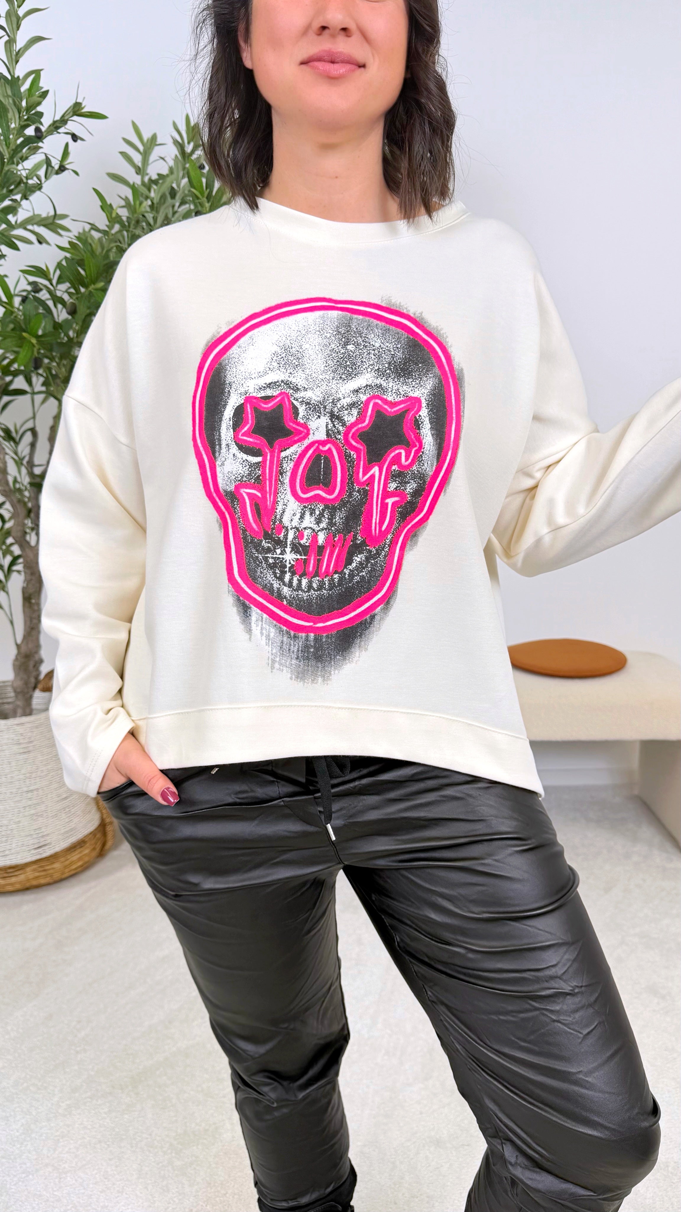 Sweatshirt Neon Skull *Creme*