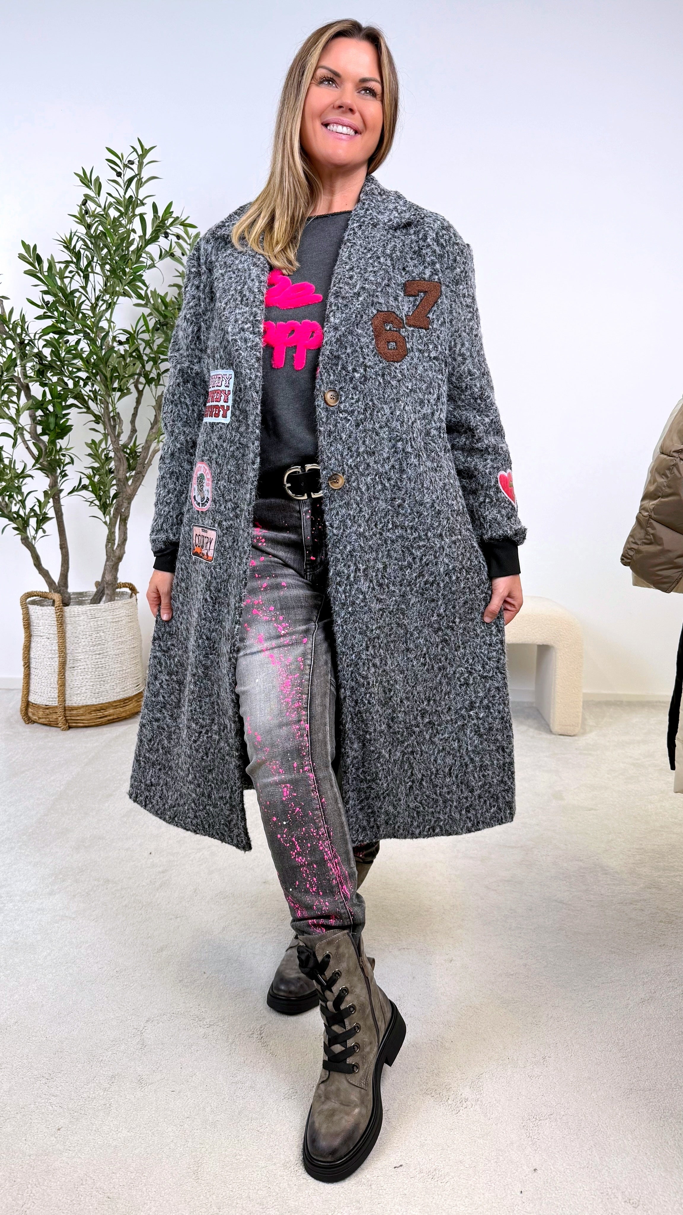 Mantel Urban Cowgirl *Grau-Meliert*