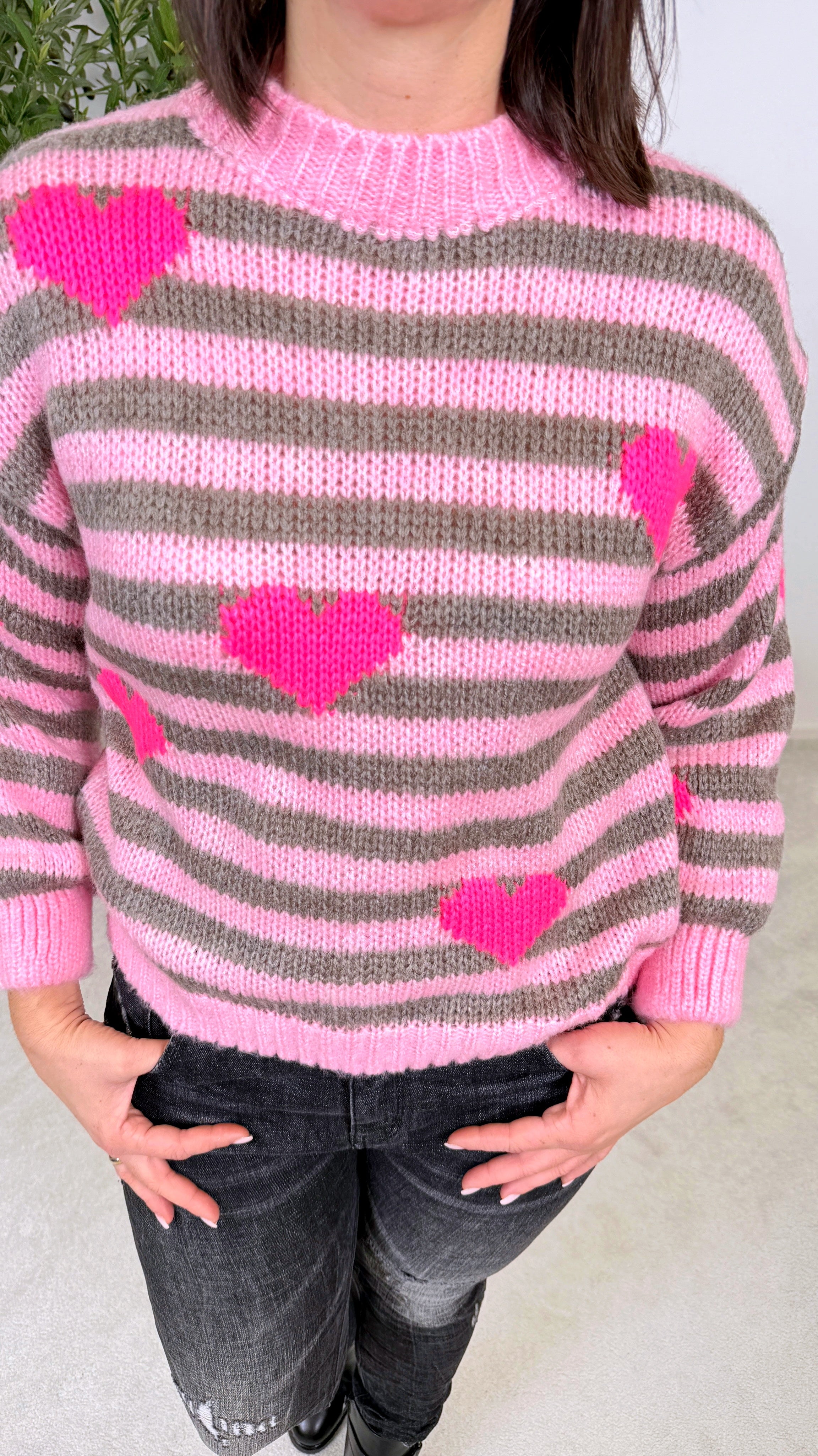 Pullover Sugar Stripe *Rosa/Taupe*