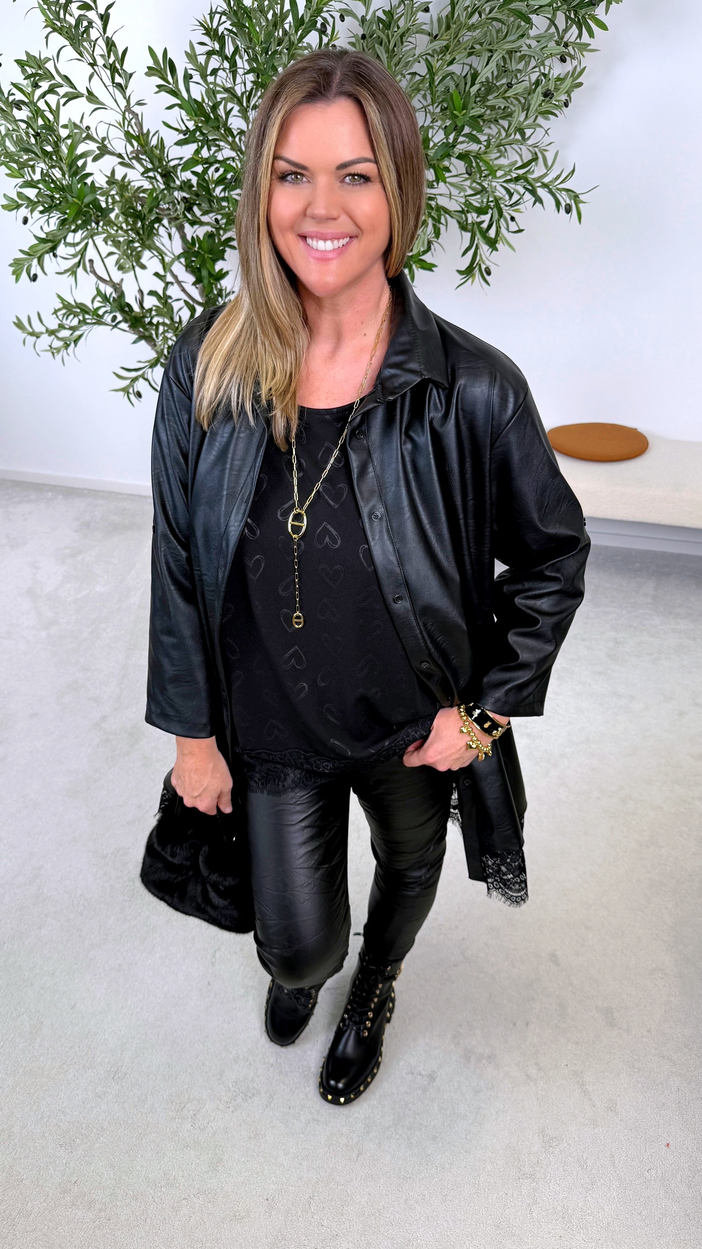 Lederkleid Oslo Shine *Schwarz*