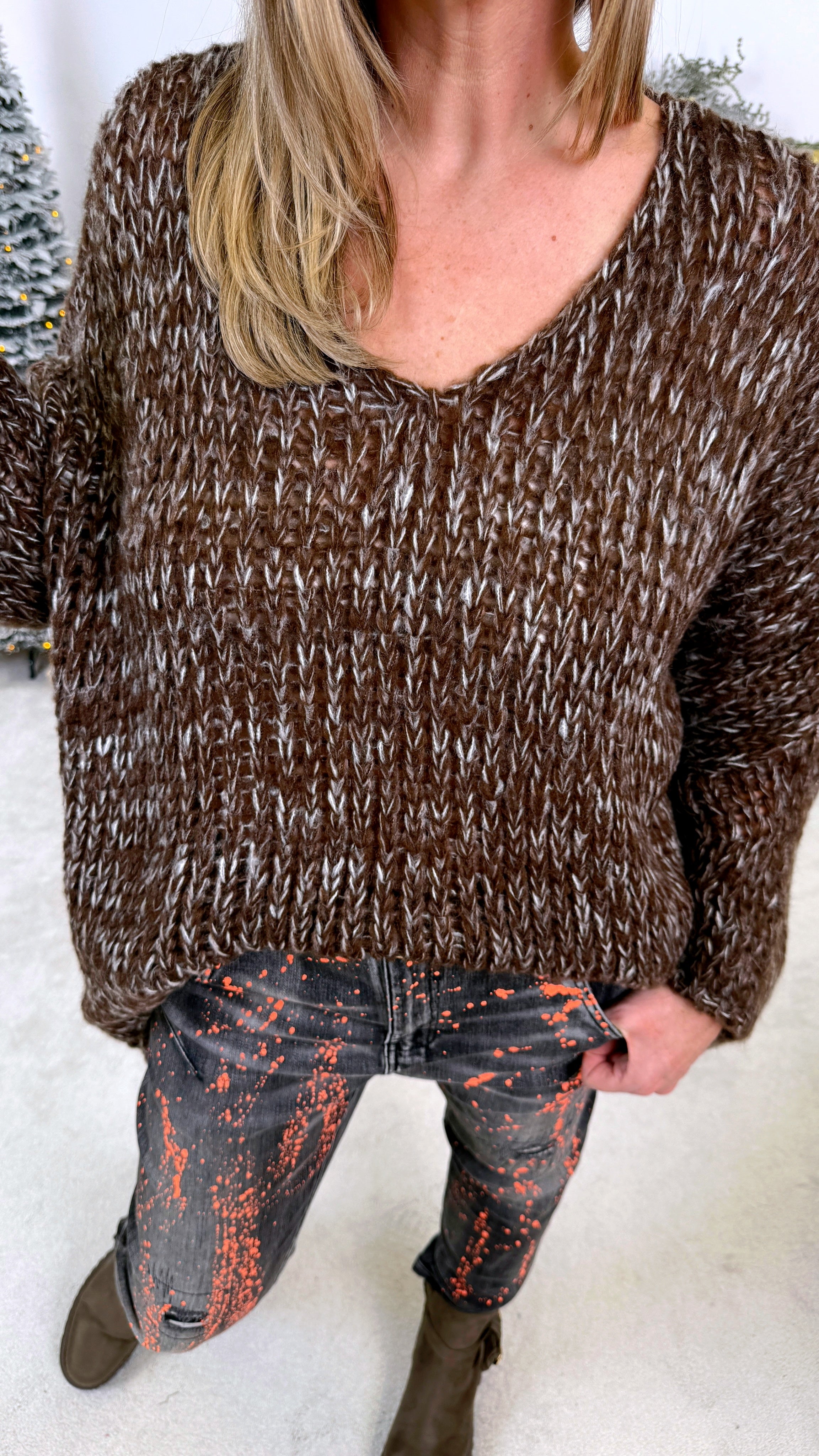 Strickpullover Snuggle Chic *Schoko-Meliert*