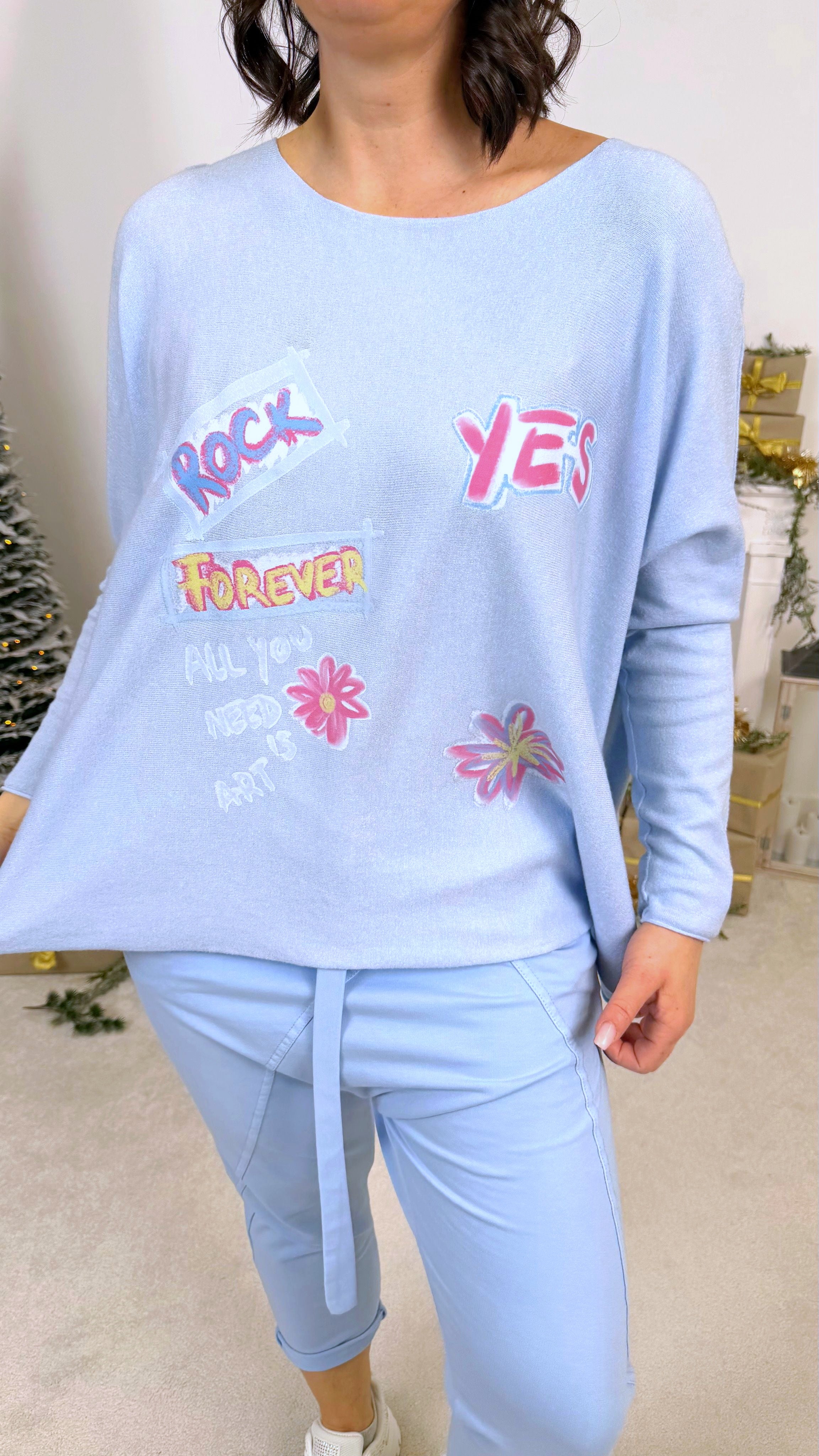 Pullover Comic Mood *Hellblau*