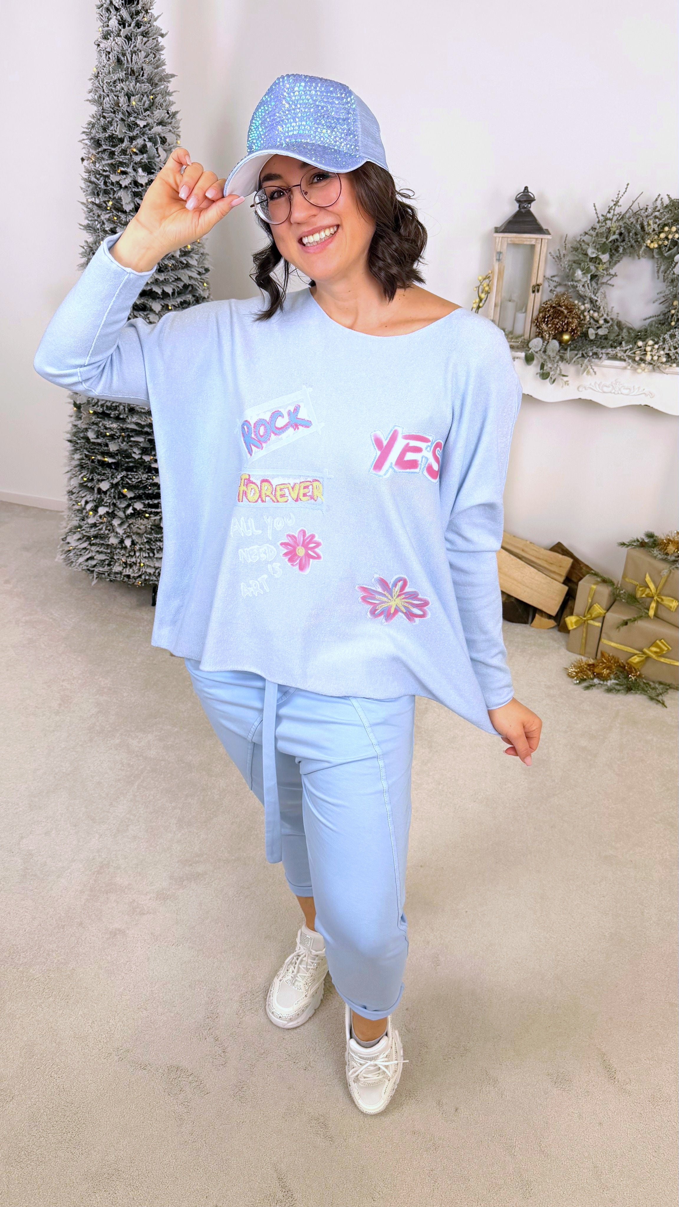 Pullover Comic Mood *Hellblau*