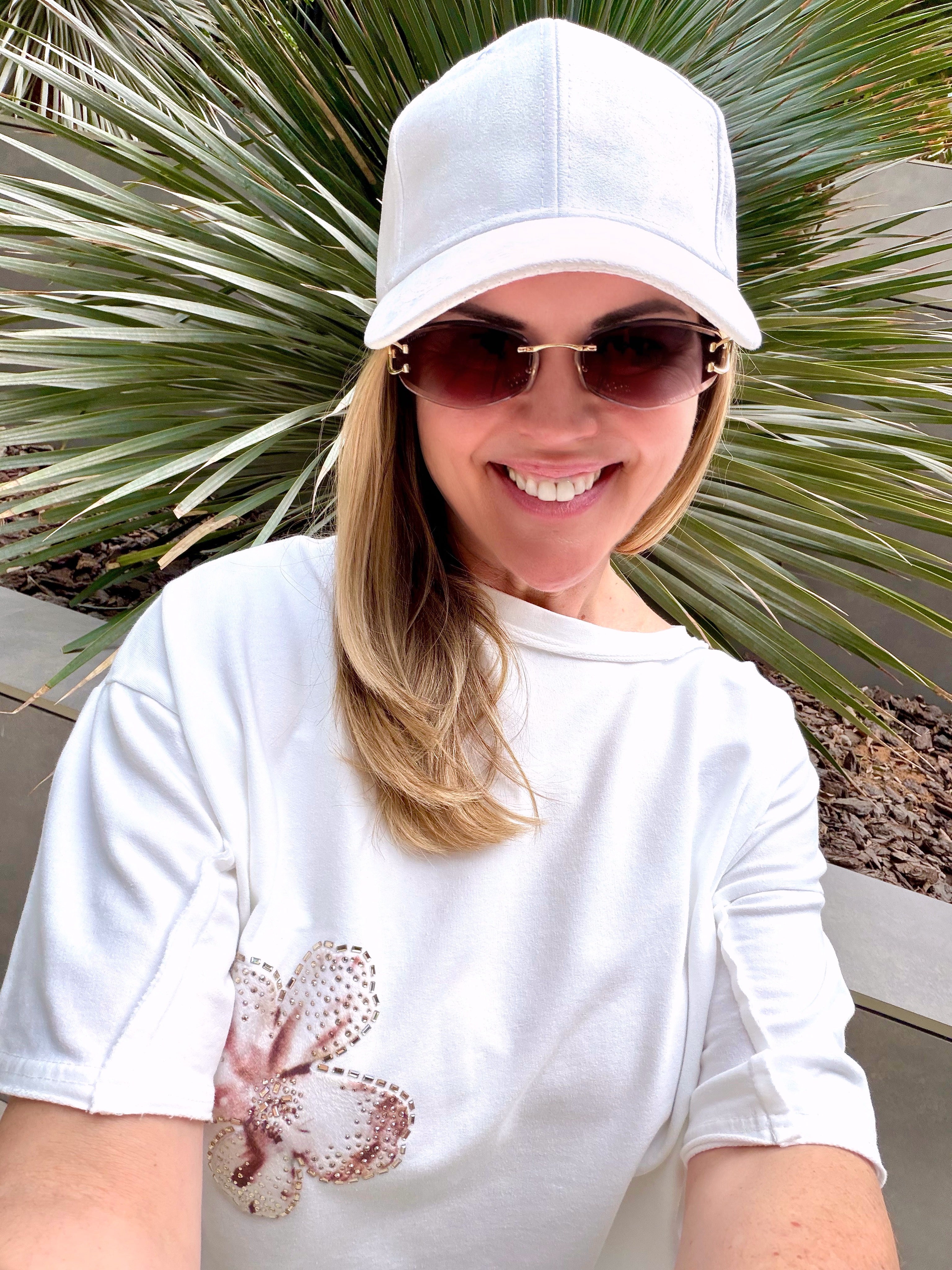 Kurzes Sweatshirt Flower Whisper *Weiß*