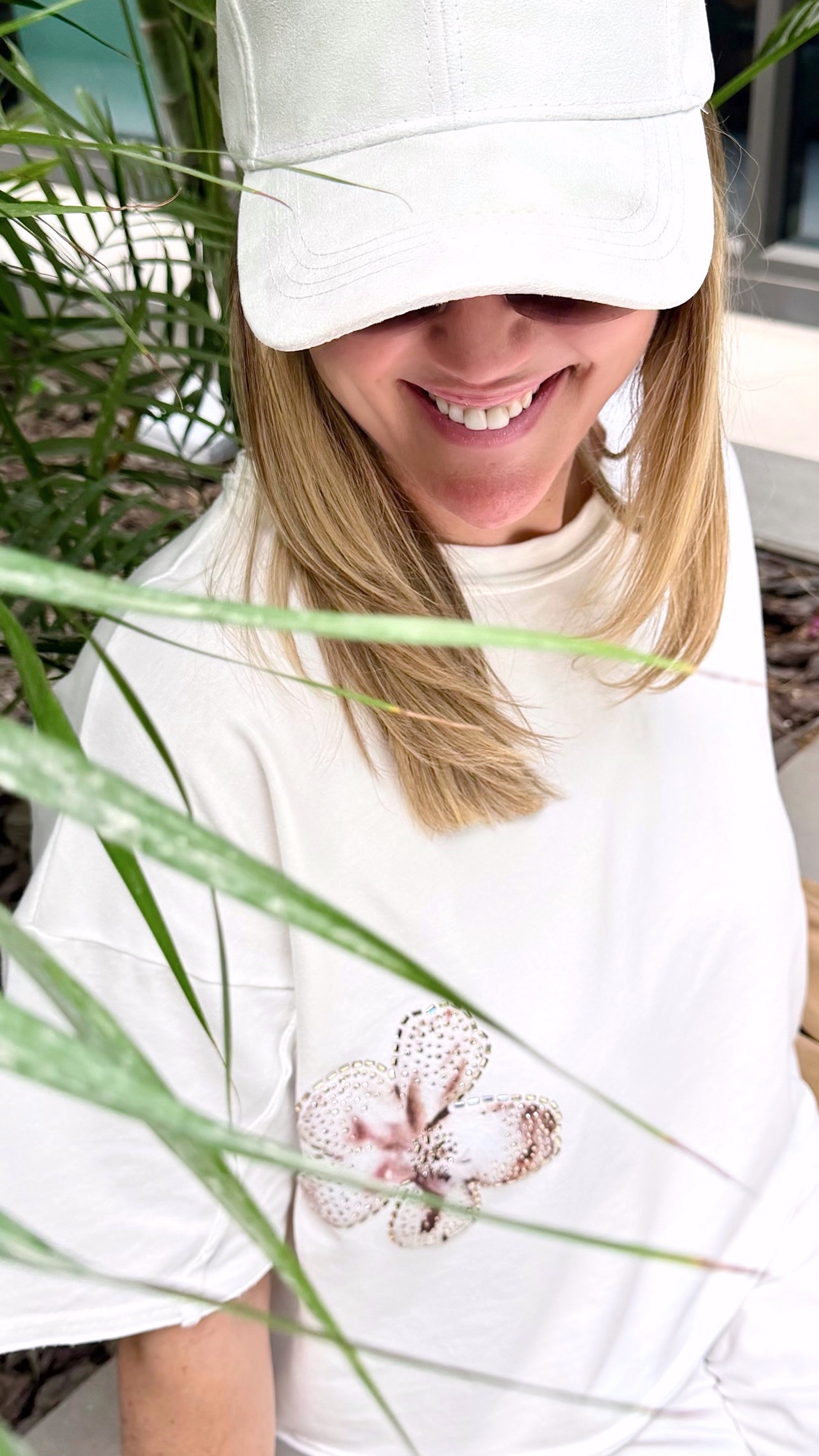 Kurzes Sweatshirt Flower Whisper *Weiß*